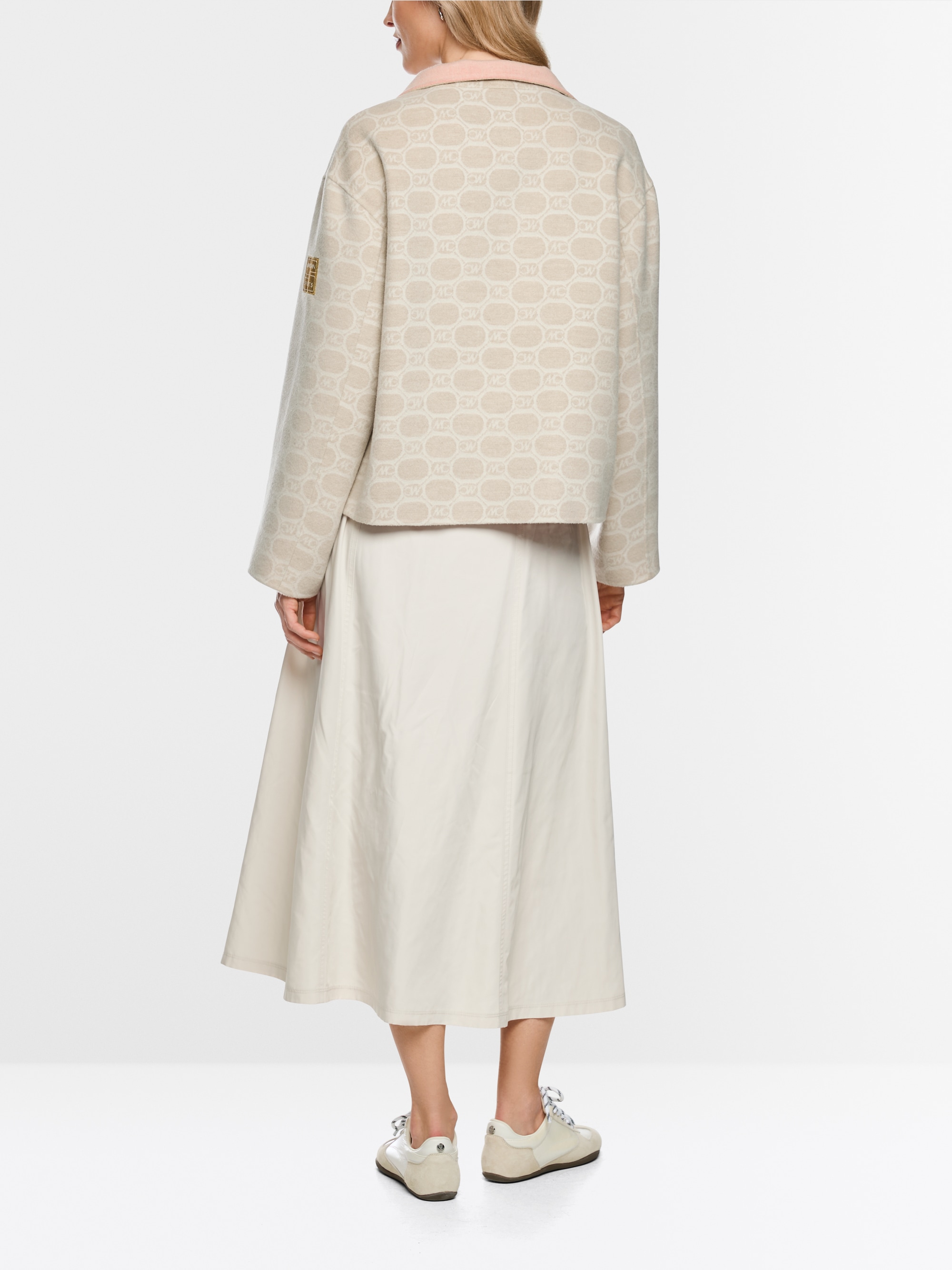 Veste réversible en laine mélangée avec imprimé logo en chaîne