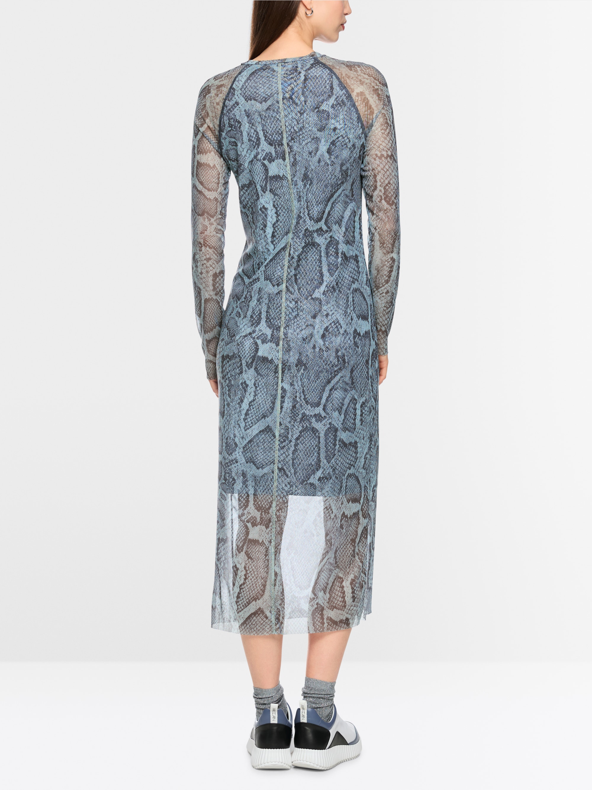 Mesh dress with animal print