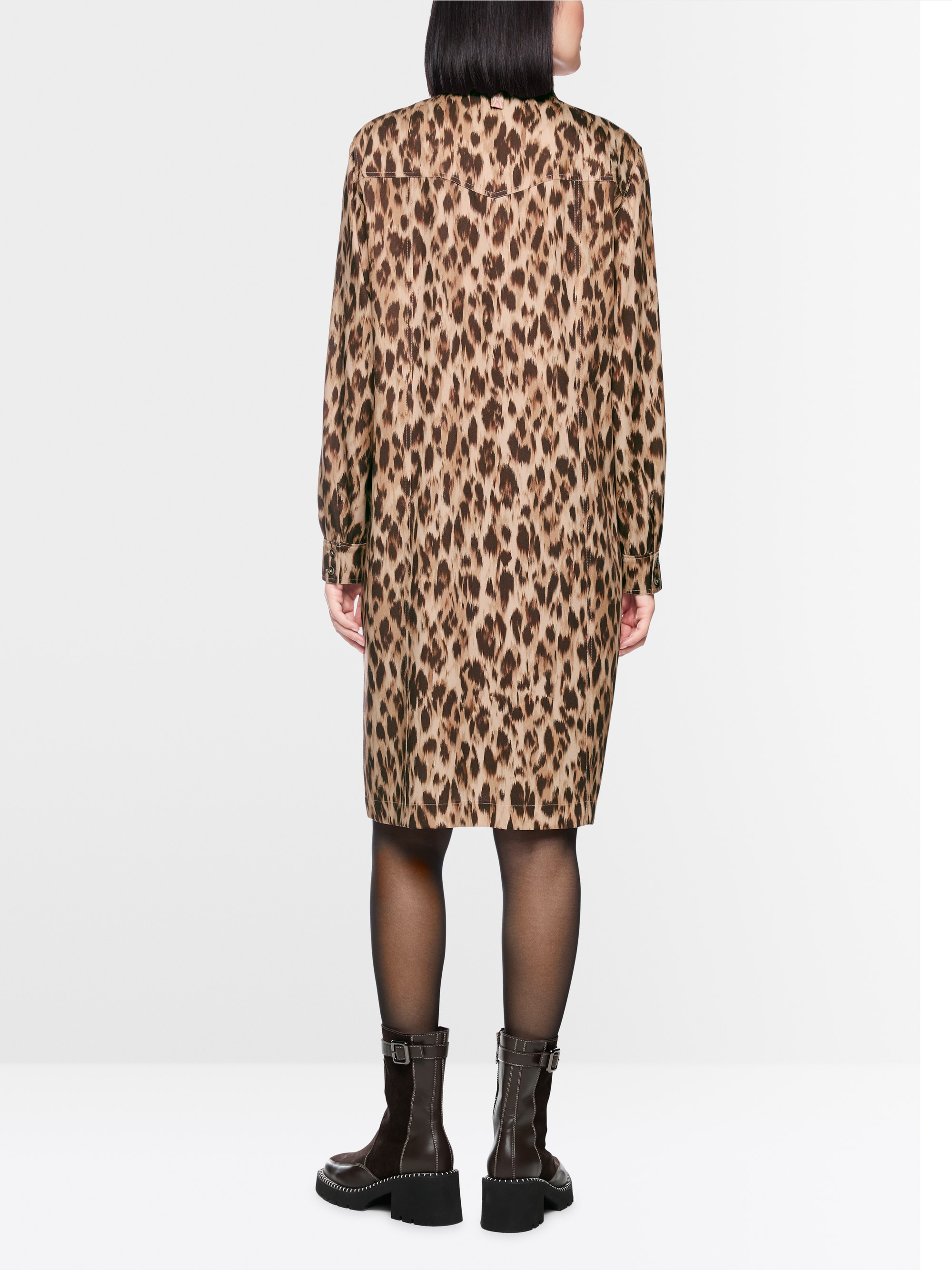 Shirt-style dress with leopard print