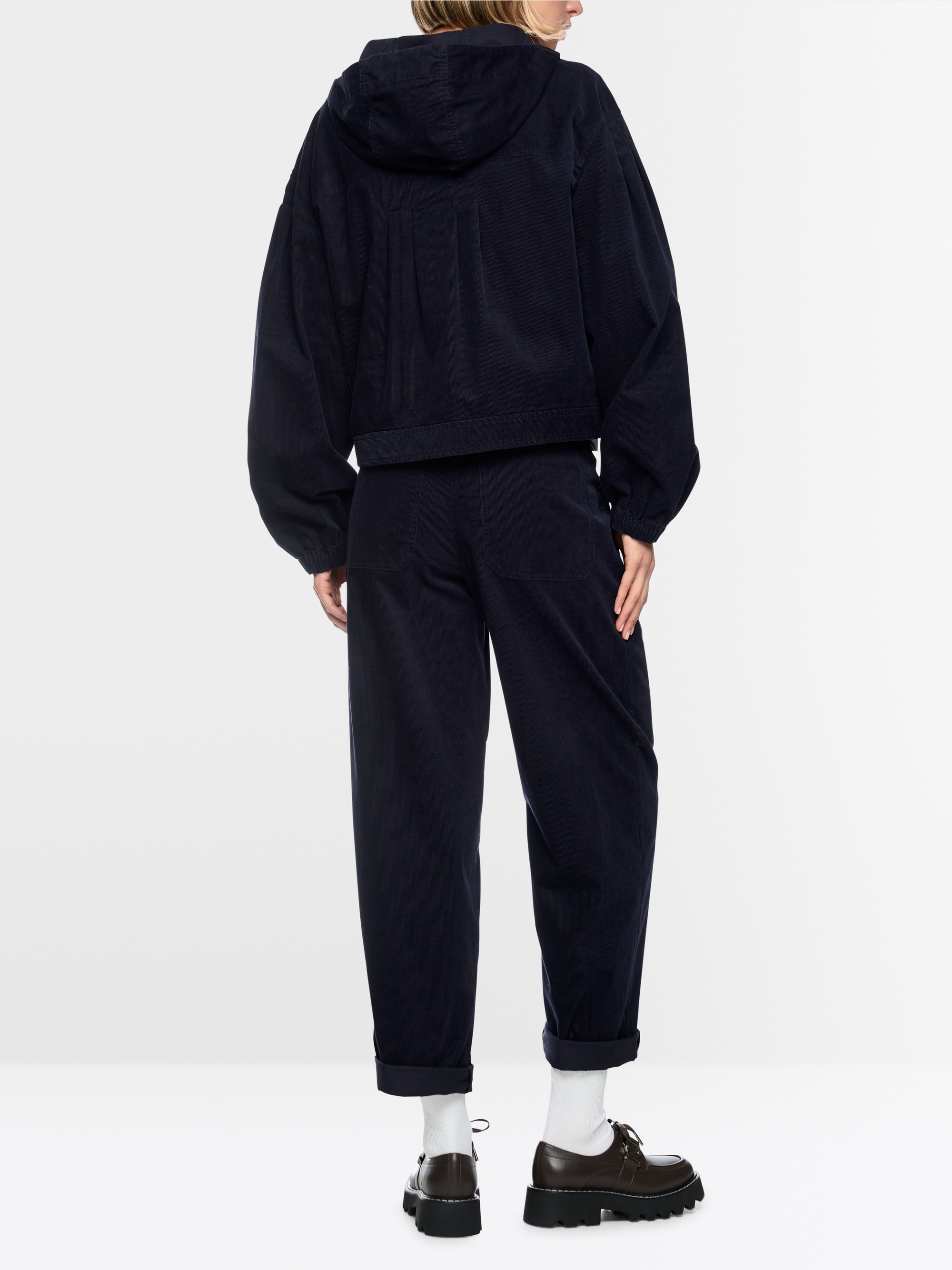 Corduroy jacket with hood