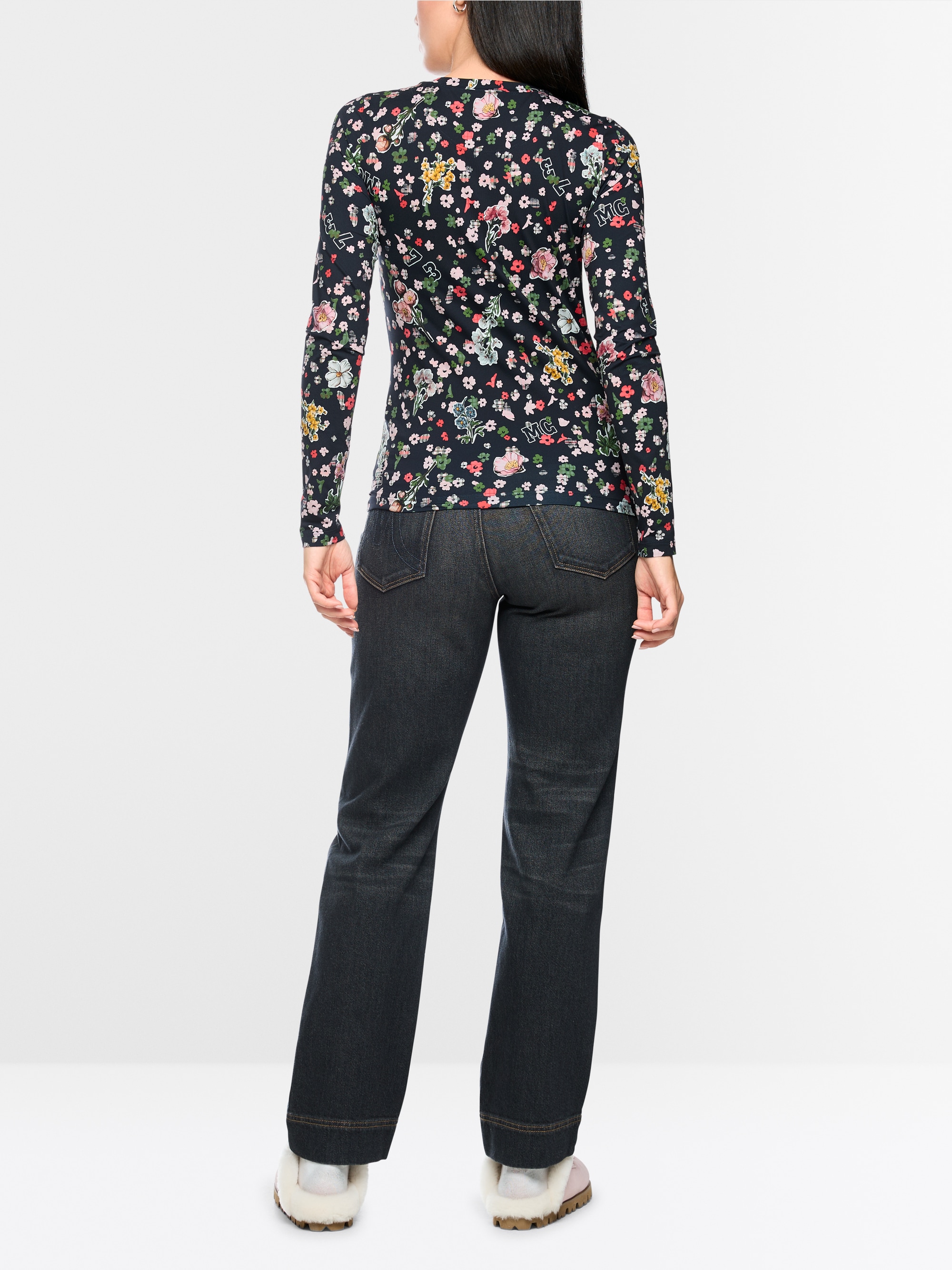 T-shirt à manches longues à imprimé floral sur toute la surface