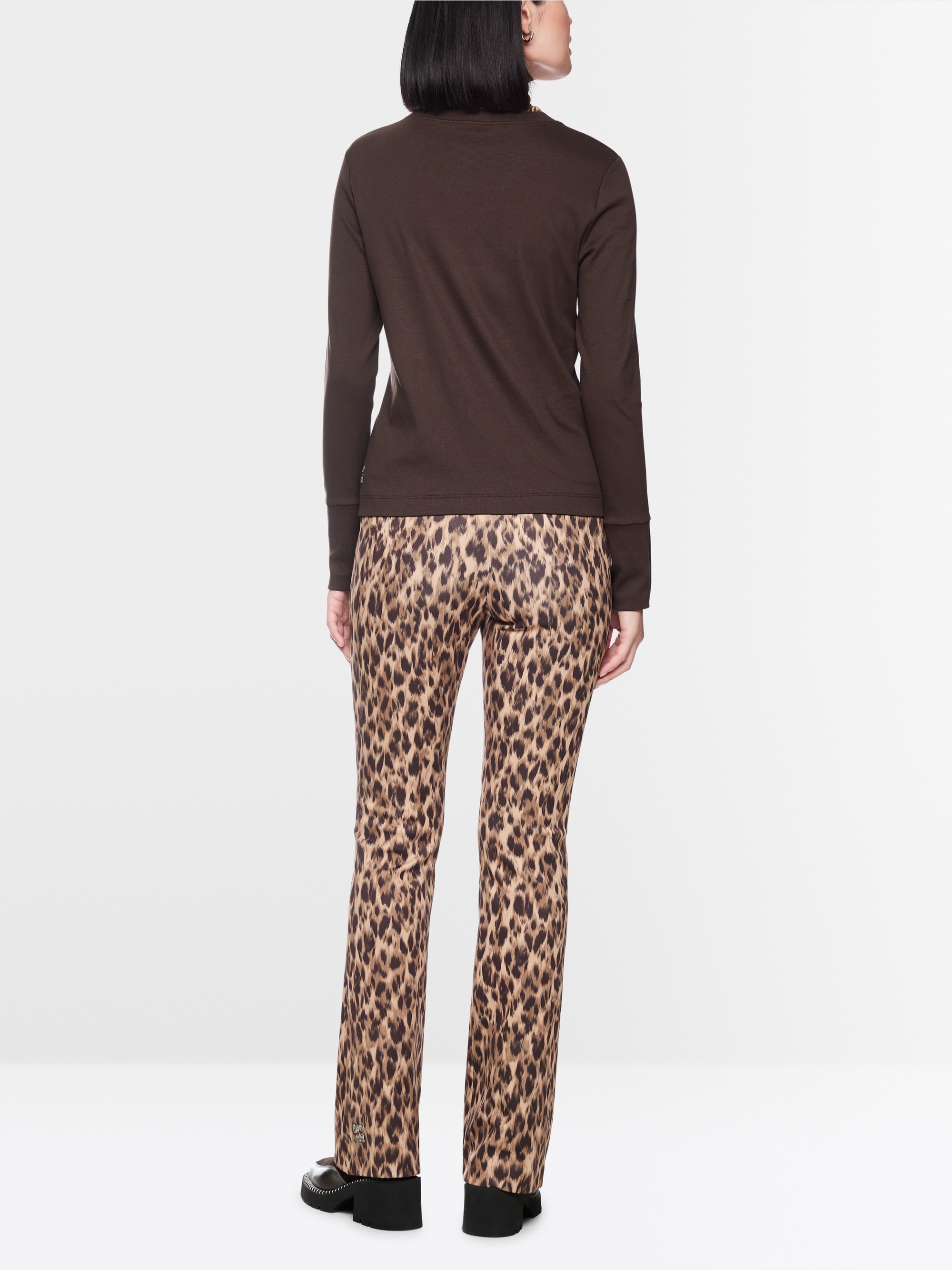 Long-sleeve top with leo-print roll neck