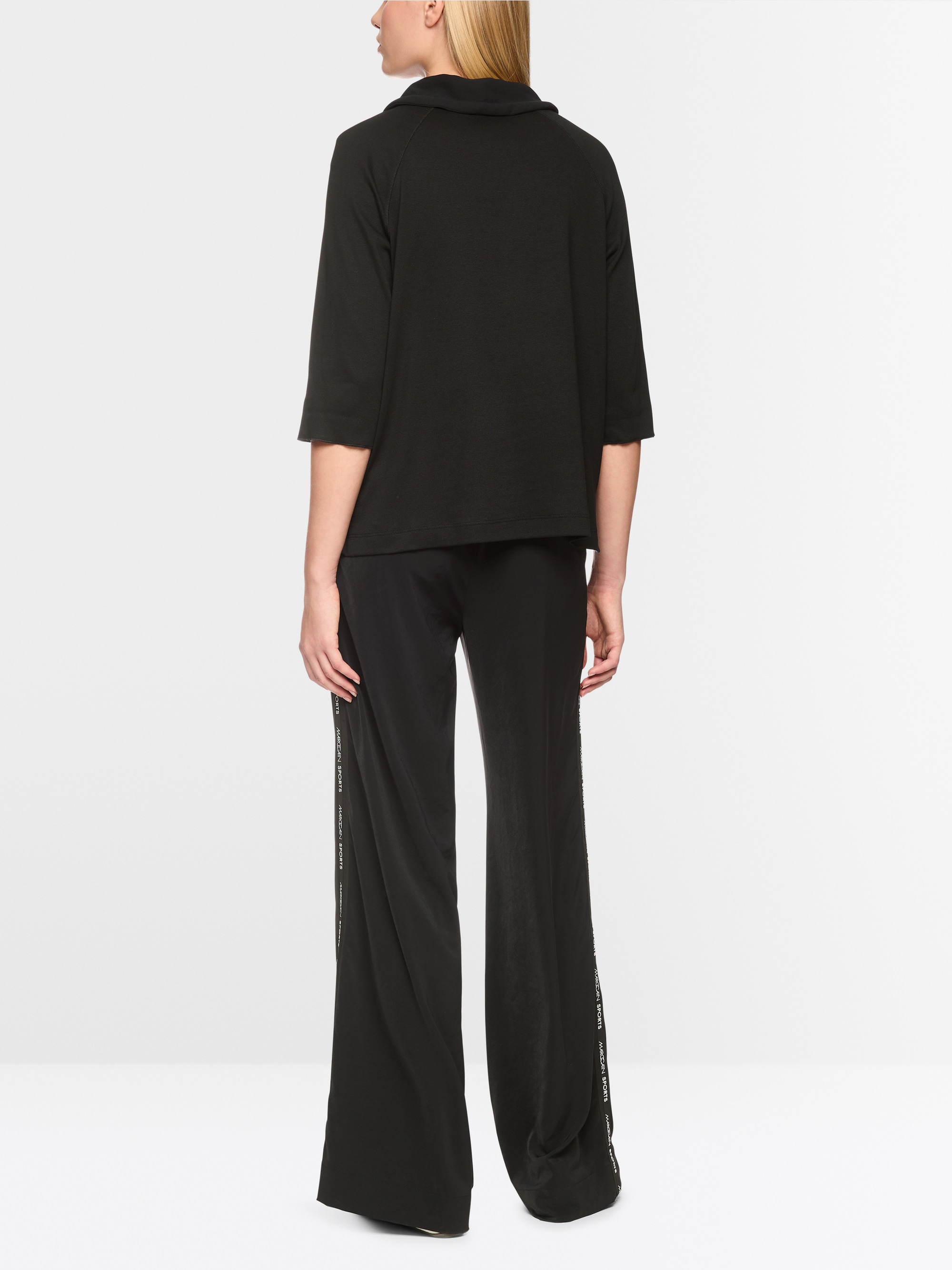 Troyer-style blouse with fine rib
