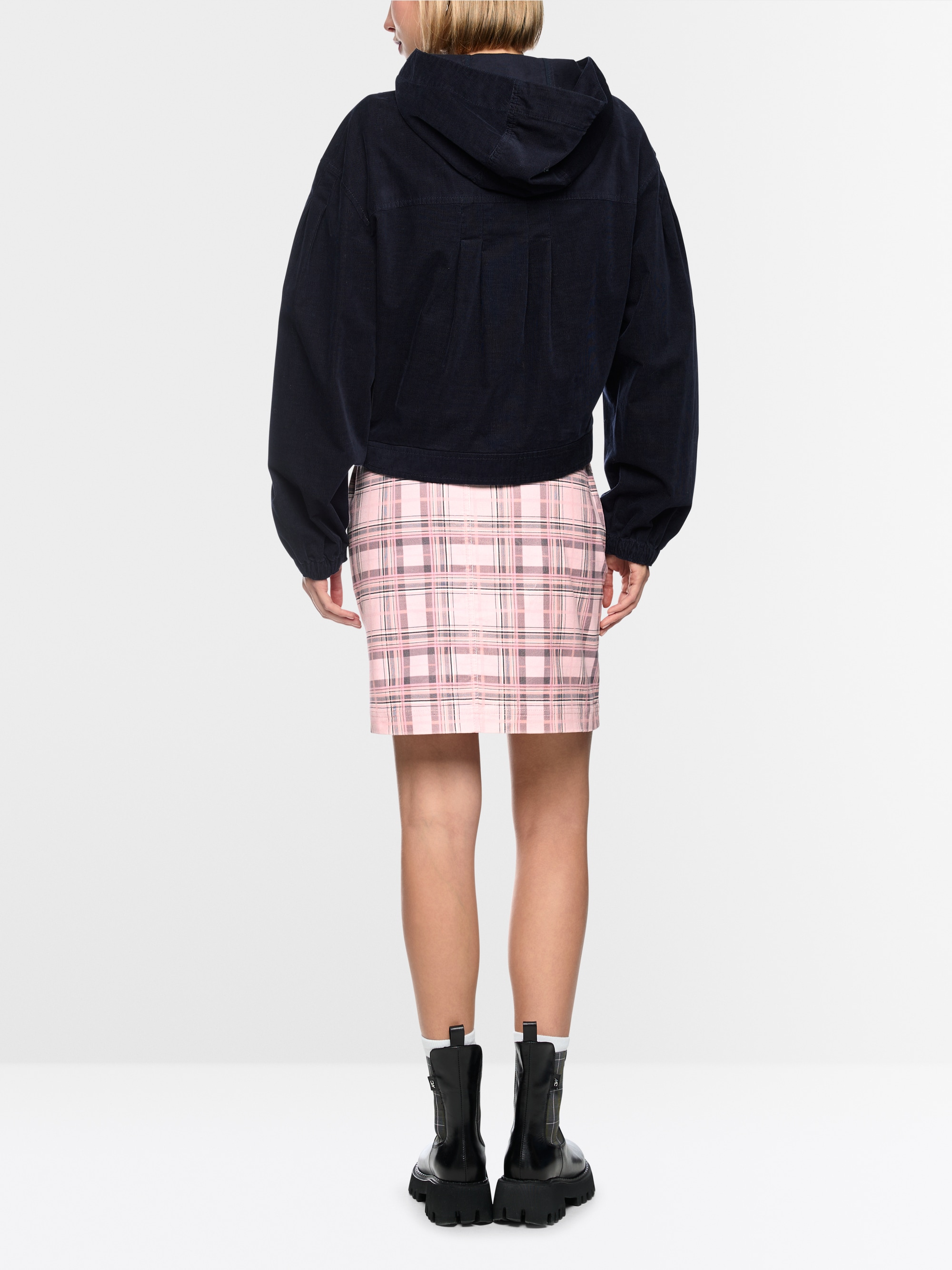 Delicate check & embroidery cord skirt