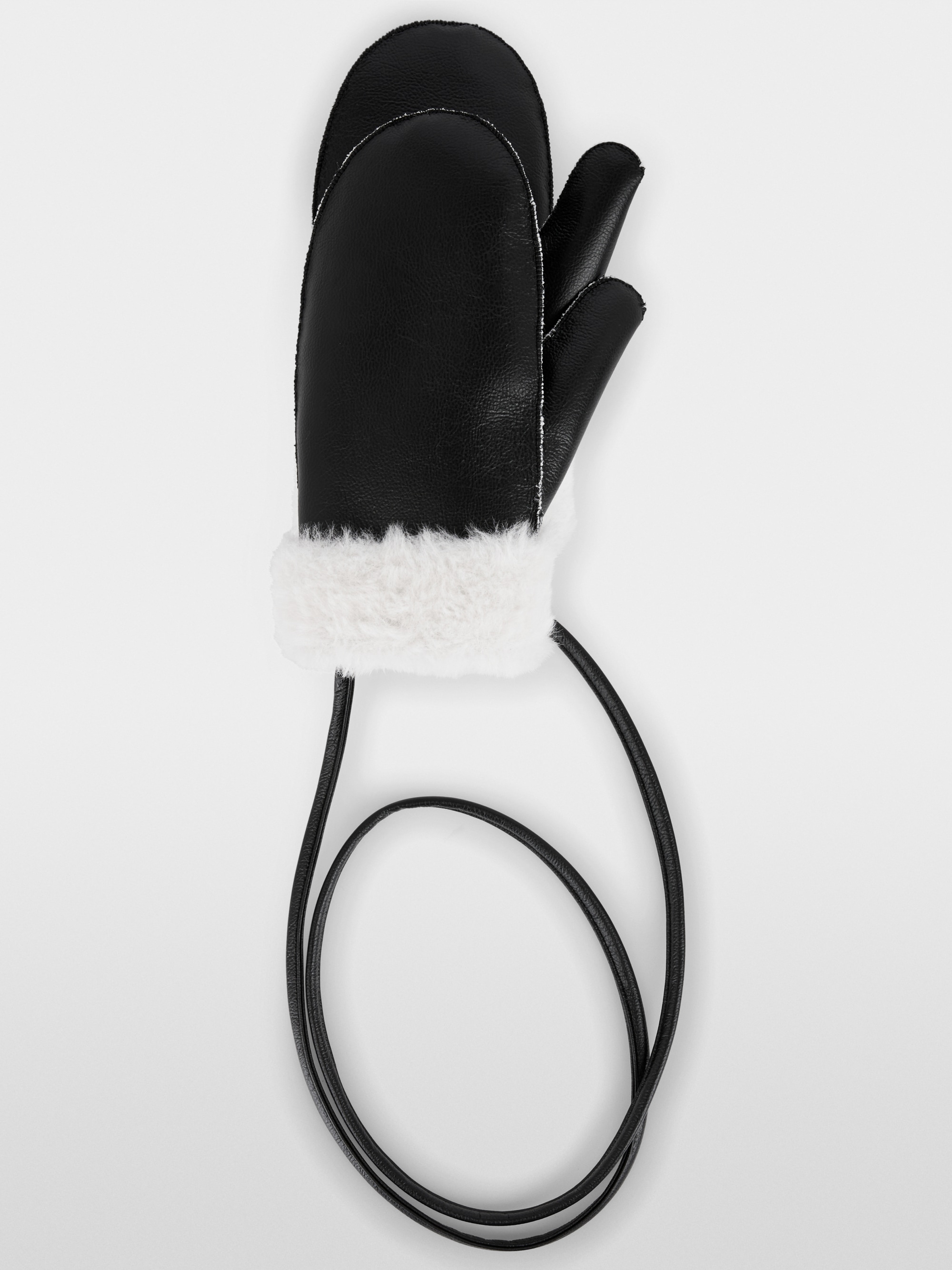 Faux leather mittens