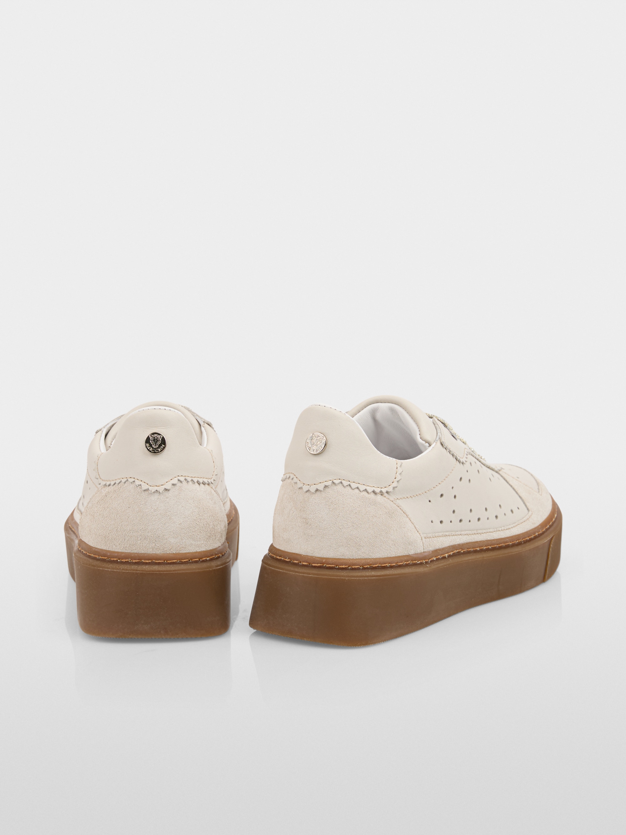 Suede trainers with perforations