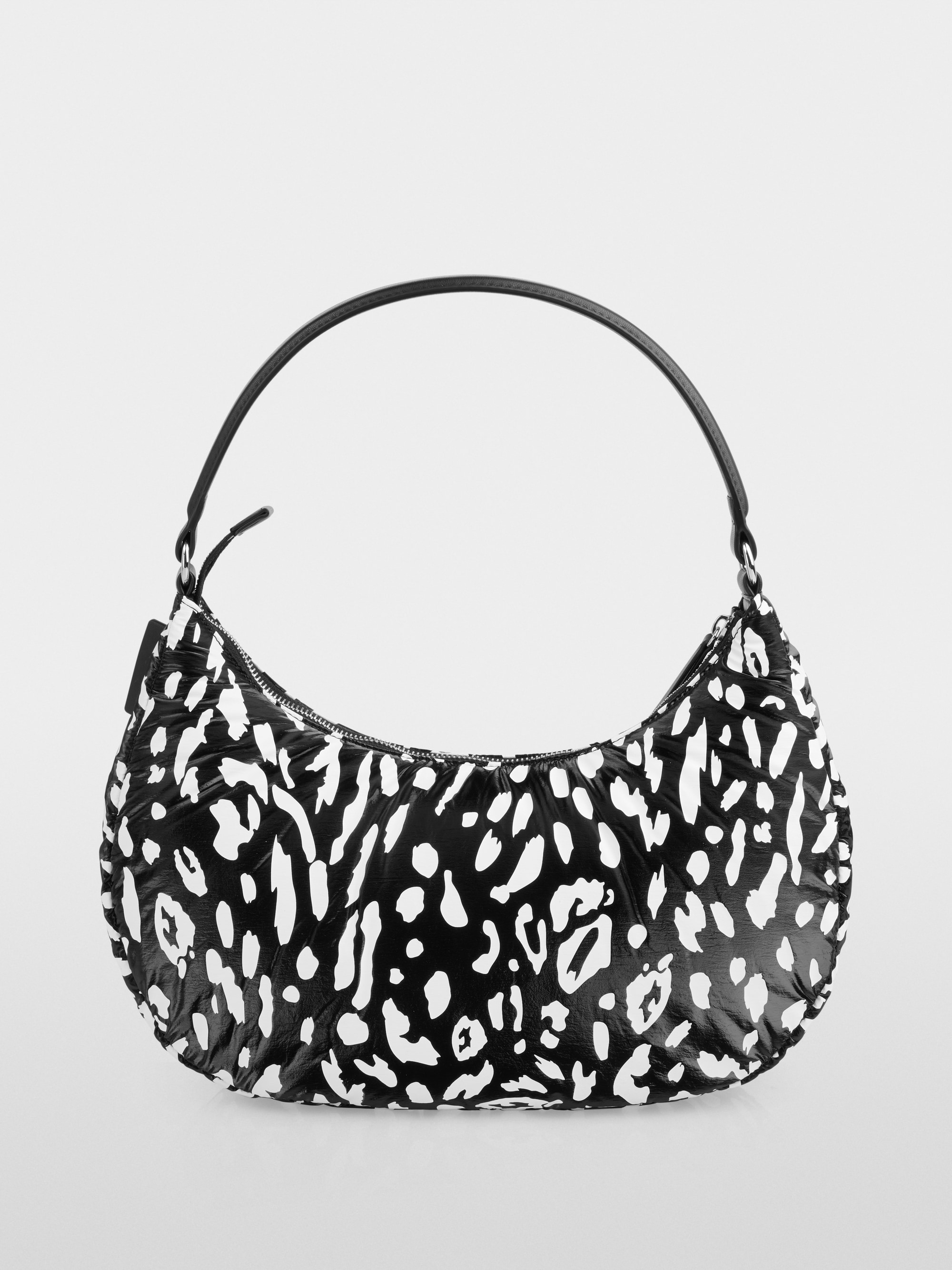 Nylon hobo bag with leopard print