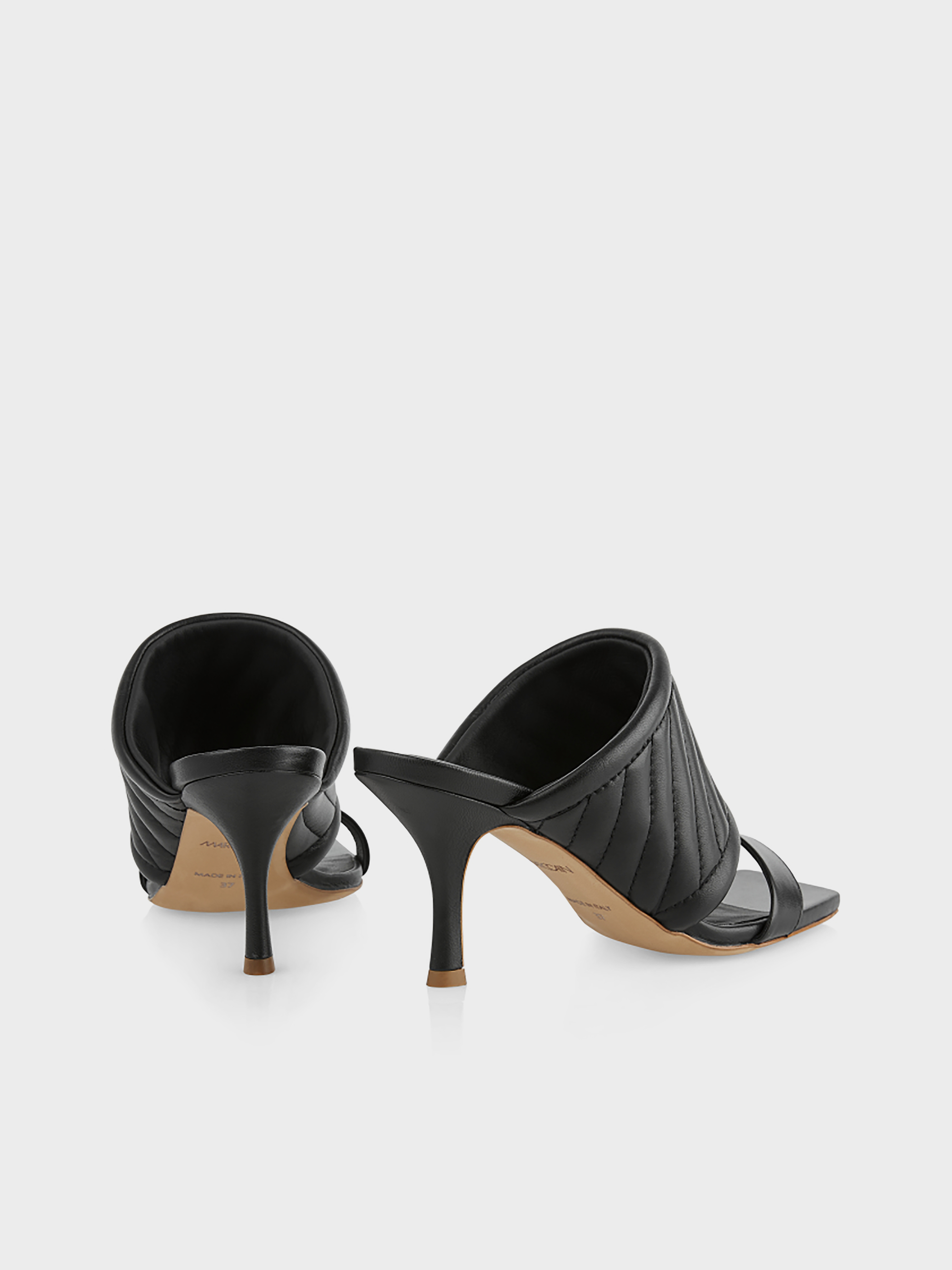 Leather square-toe high-heel sandals 