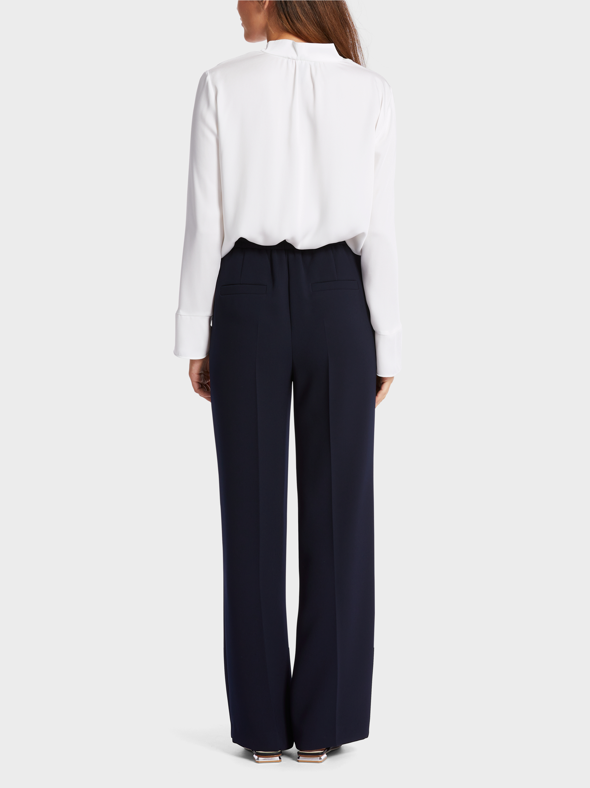 Herren Anzughose Nadelstreifen Mit Weitem Bein | Business Hose Mit Bügelfalte & Hohem Bund | Elegante Business Hose