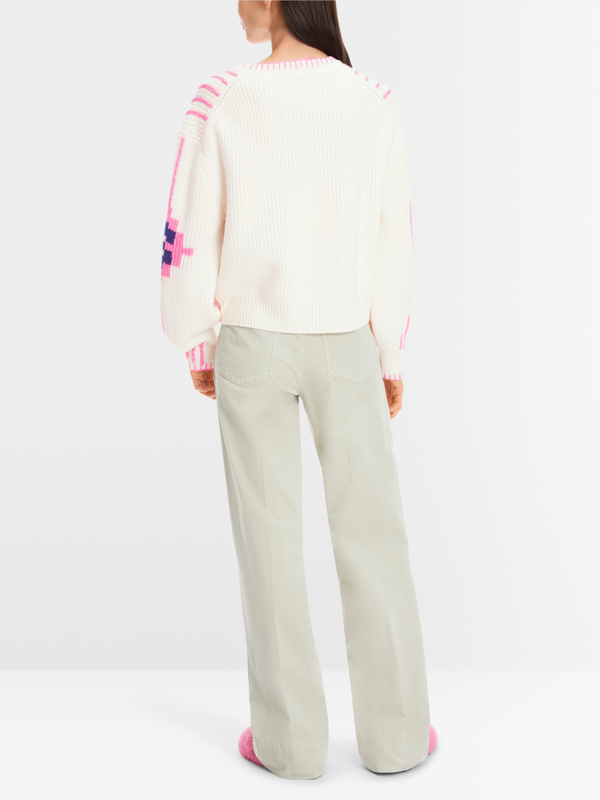 Pullover mit platziertem Knit-Jag-Muster
