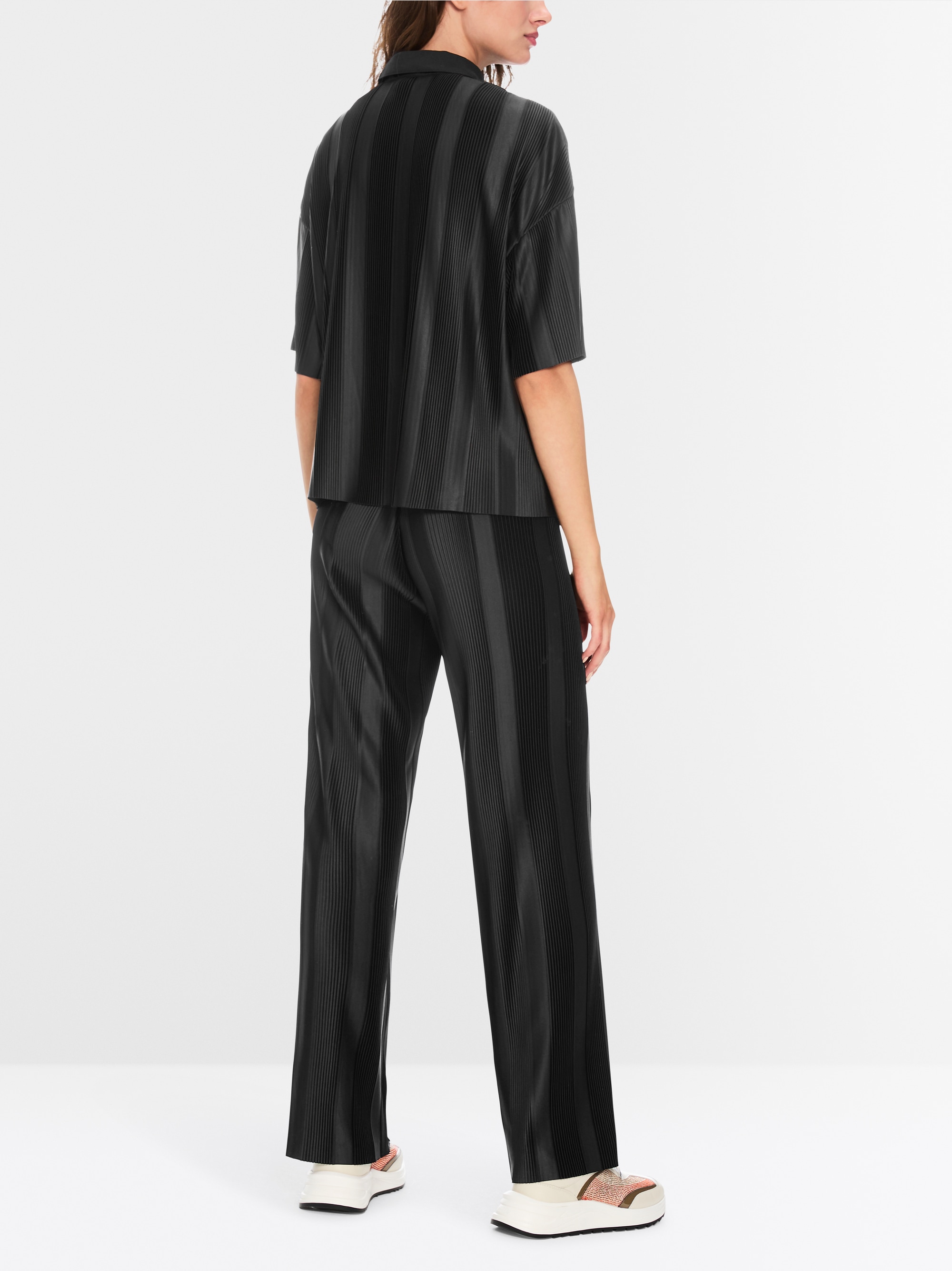 Cropped Poloshirt mit Plissee