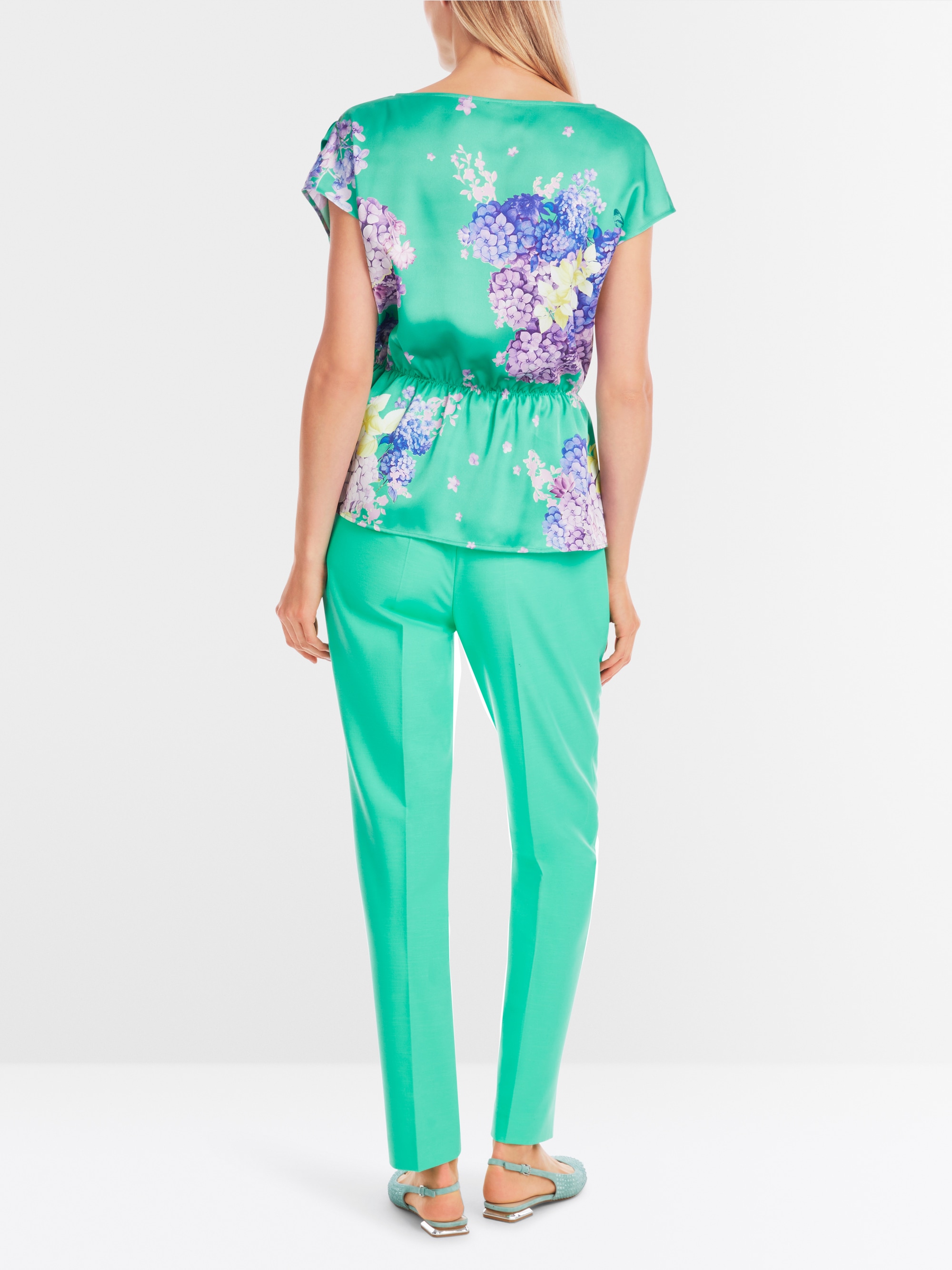 Satinbluse mit Print "Rethink Together"