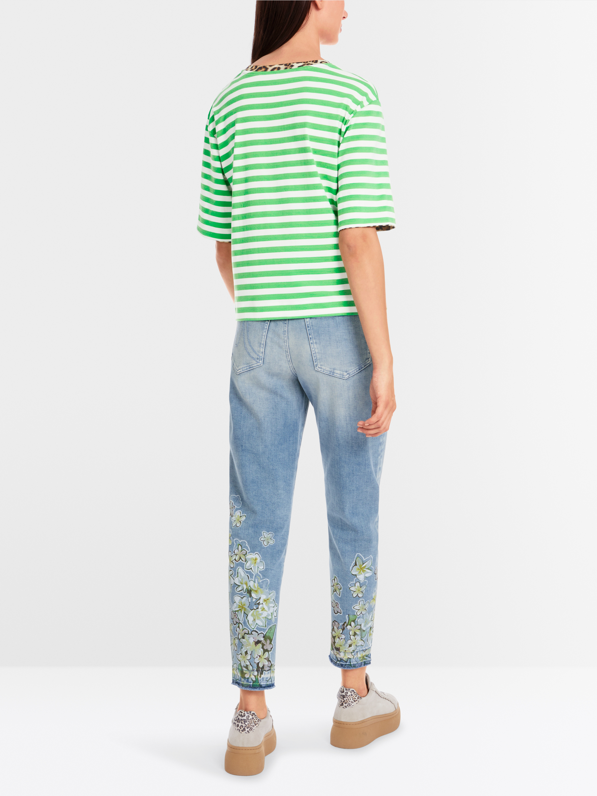 Gestreiftes T-Shirt mit 3/4-Ärmel
