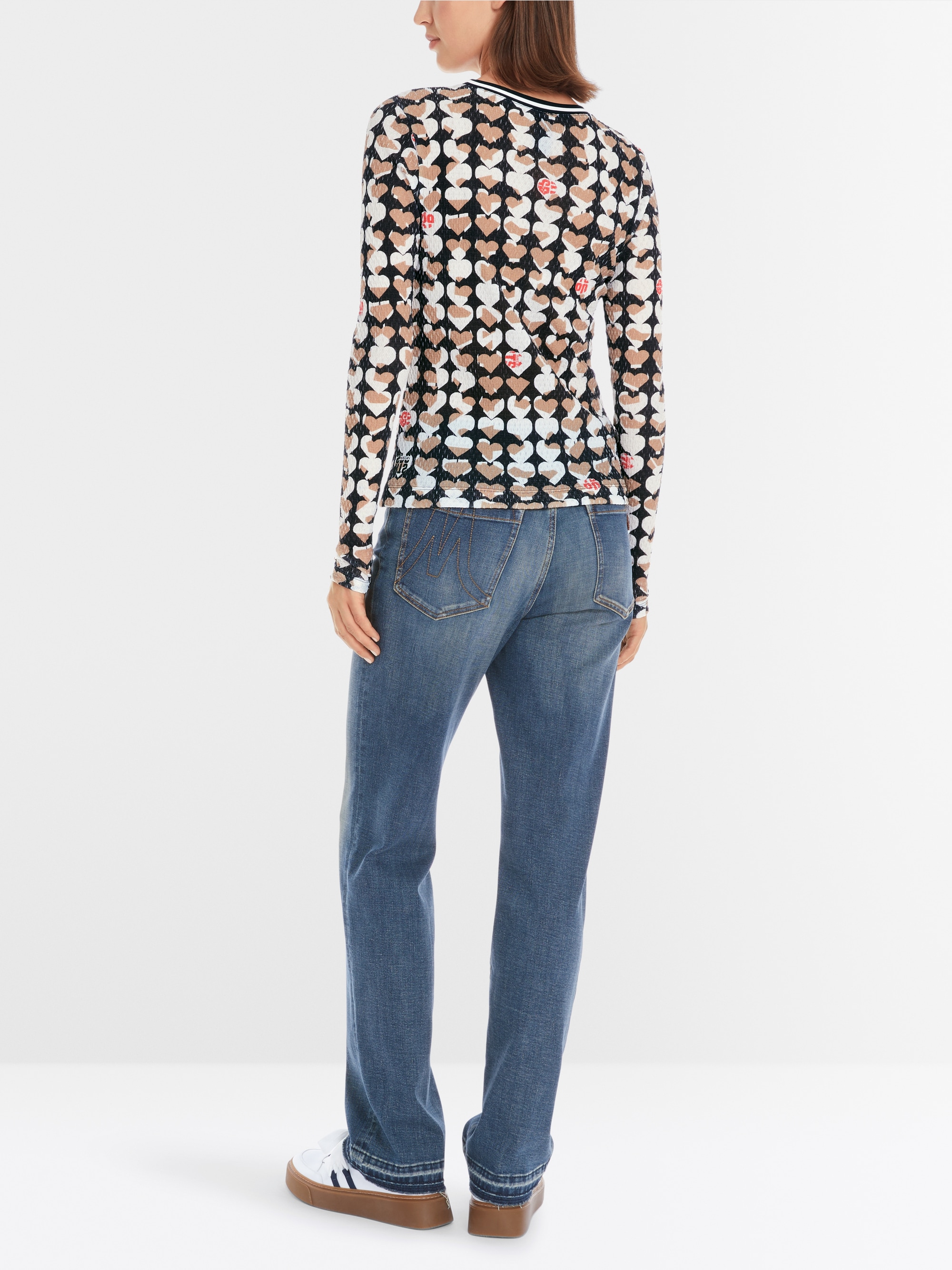 Long-sleeve in crinkle print