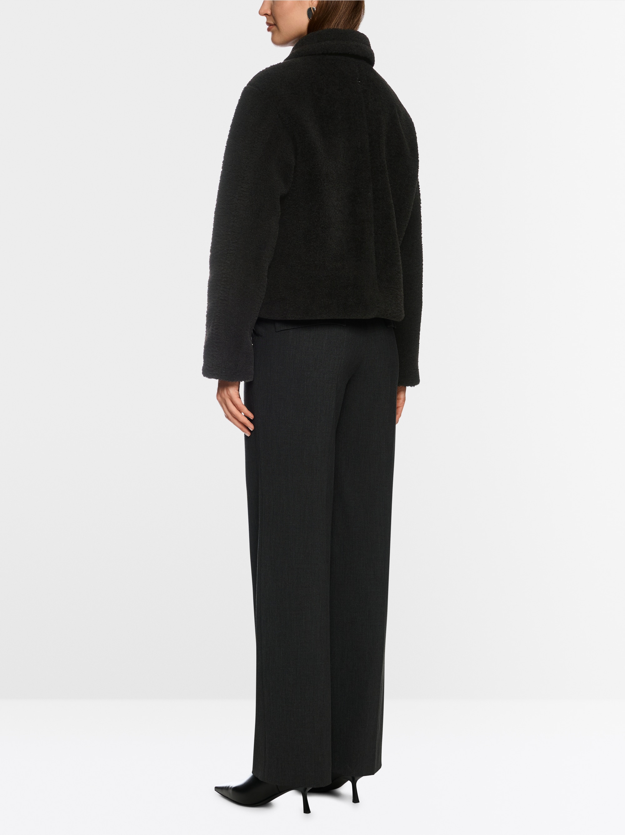 Faux fur jacket with wool details