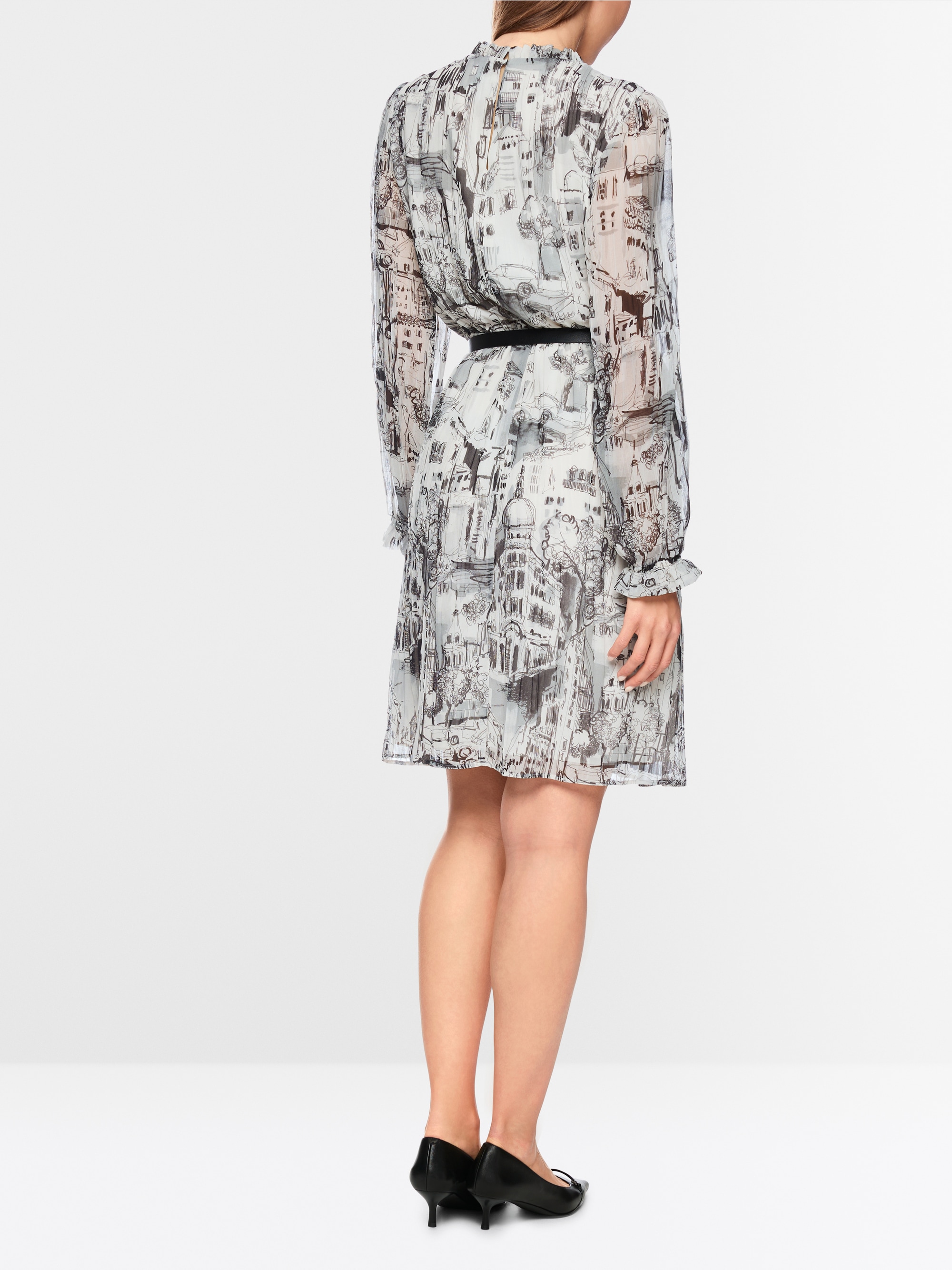 Printed dress with mini ruffles