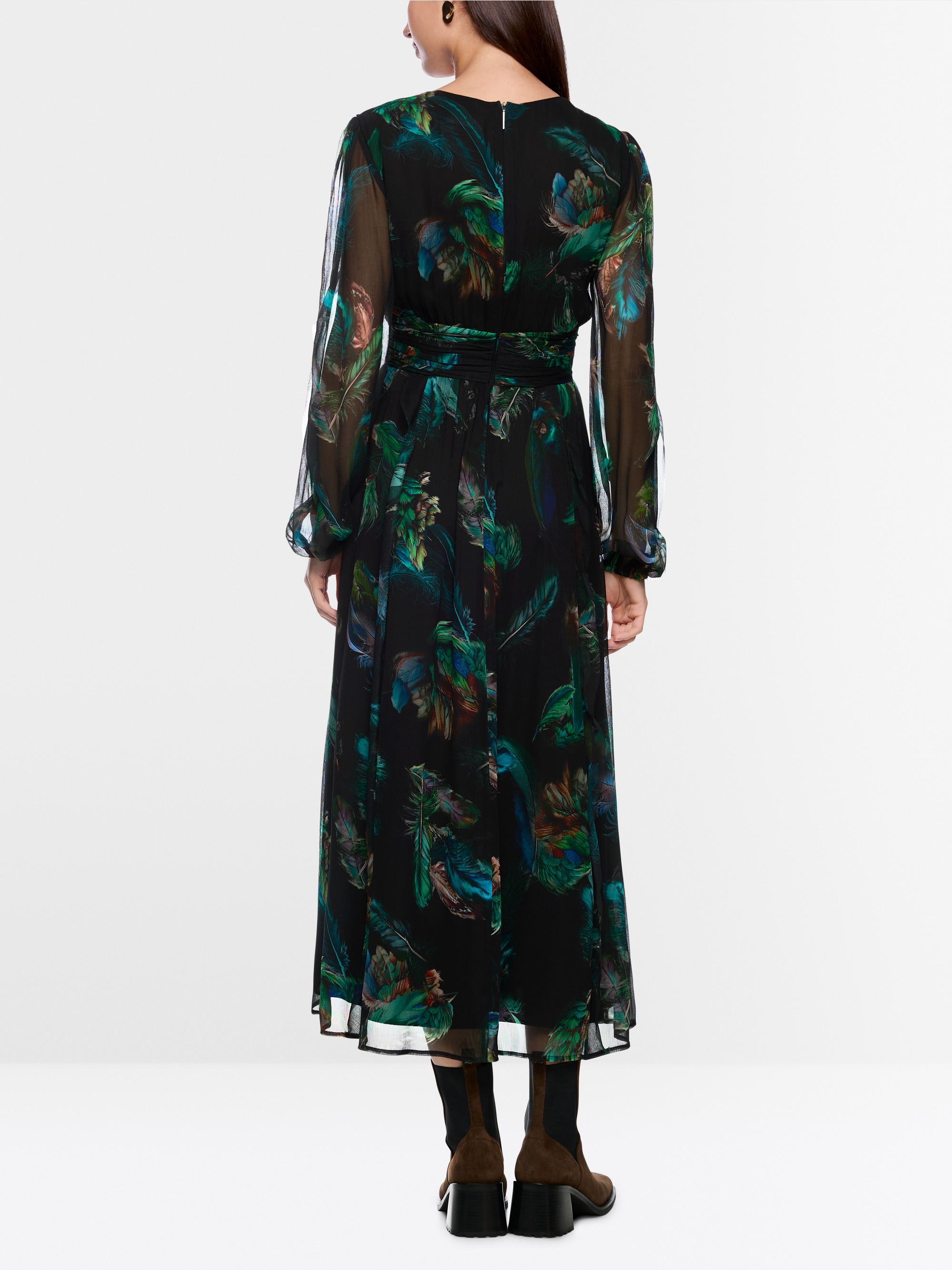 Robe en viscose avec imprimé plumes