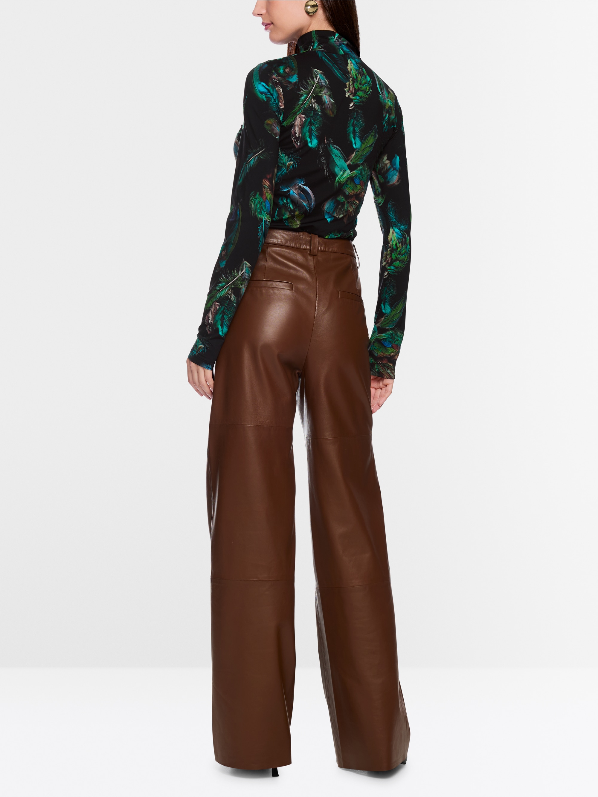 Stretch-Shirt mit Federn-Print