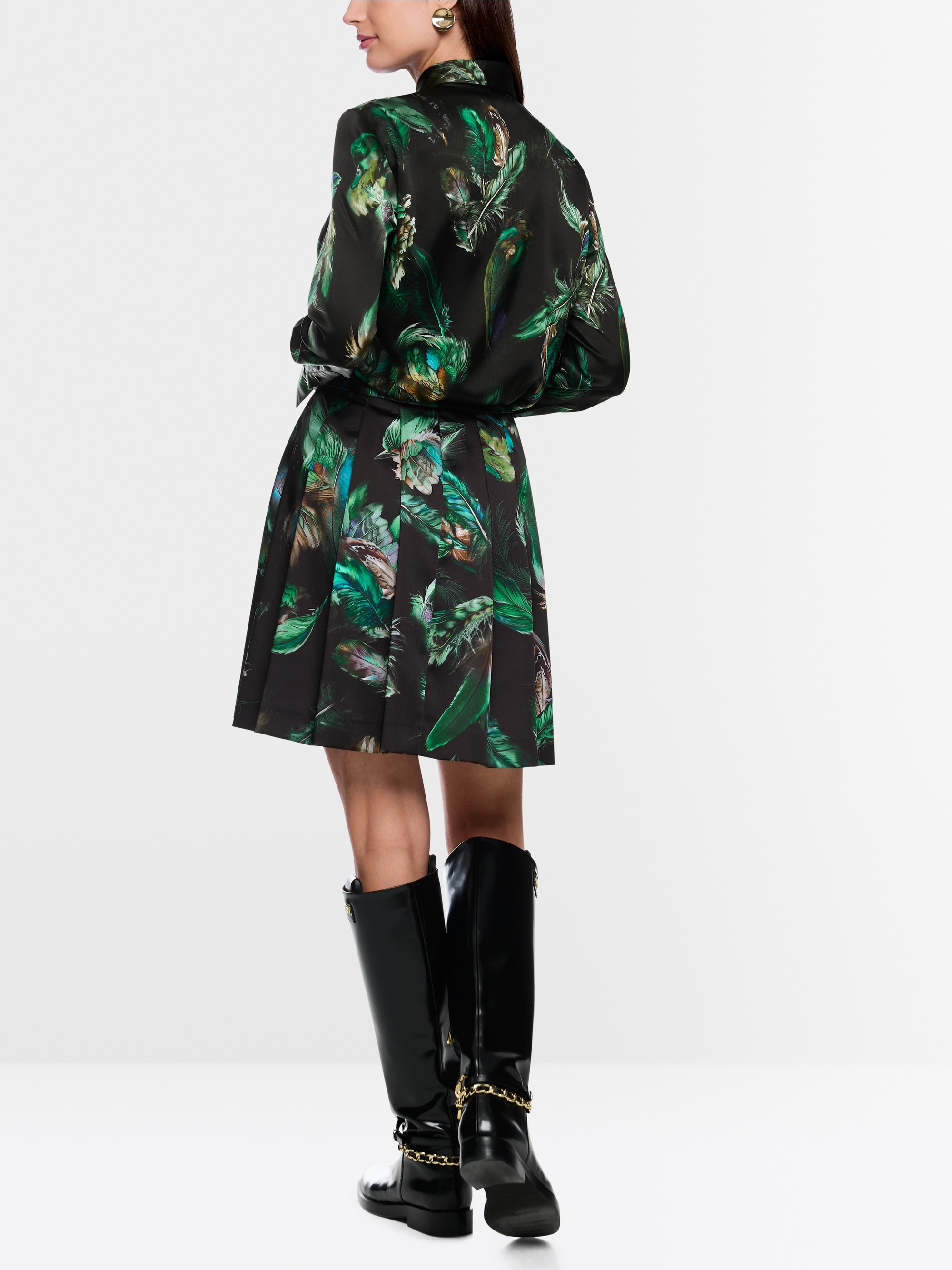 Seidenbluse mit Federnprint