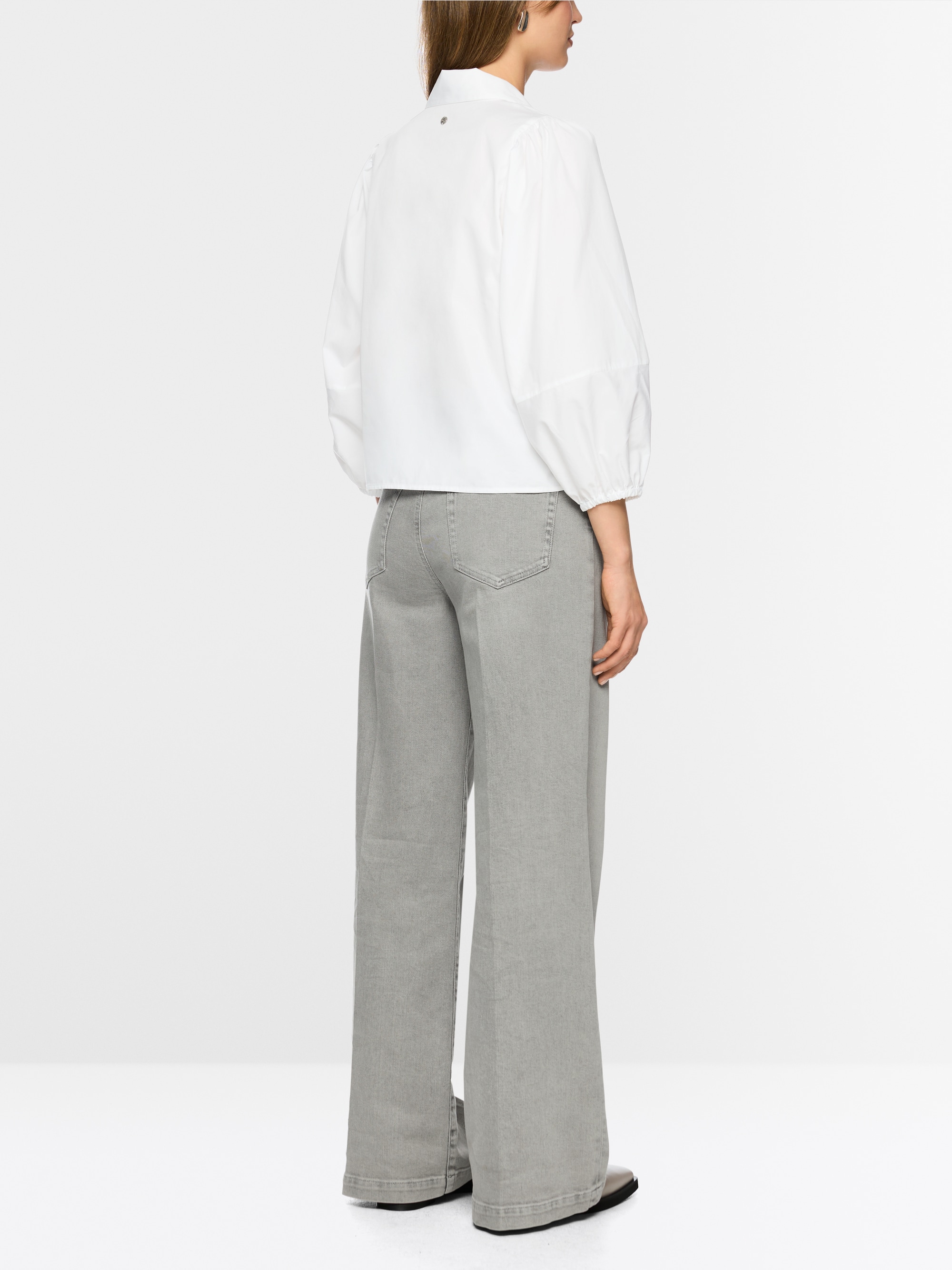 Baumwollbluse mit Volumenärmeln