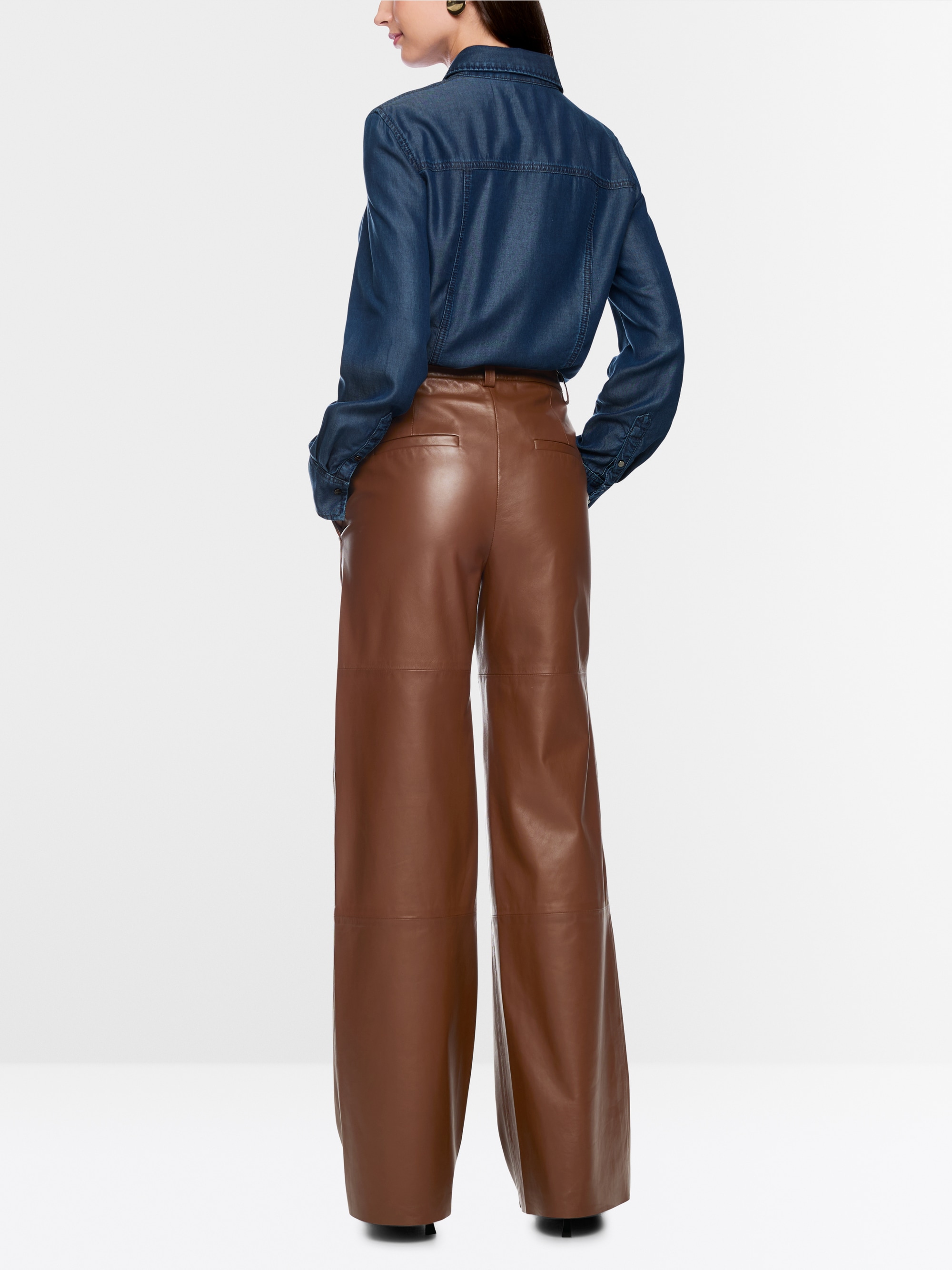 Leren broek WARRI met hoge taille