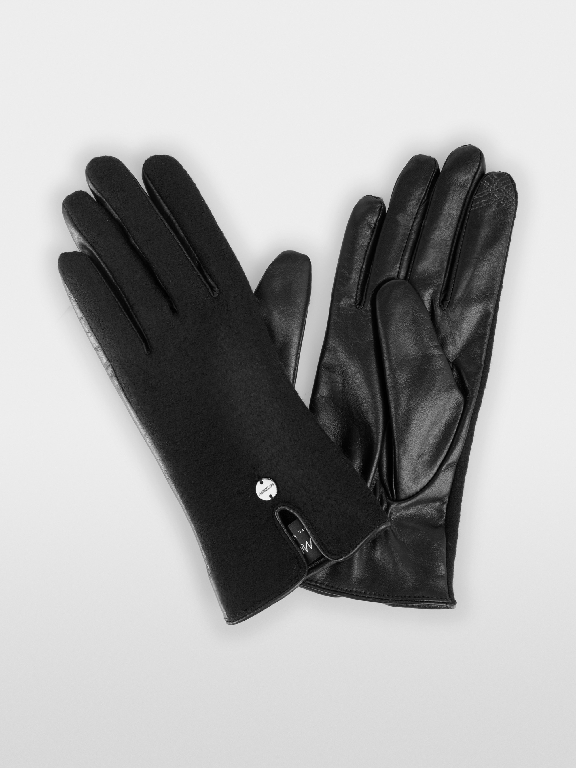 Gants en cuir et laine mélangés