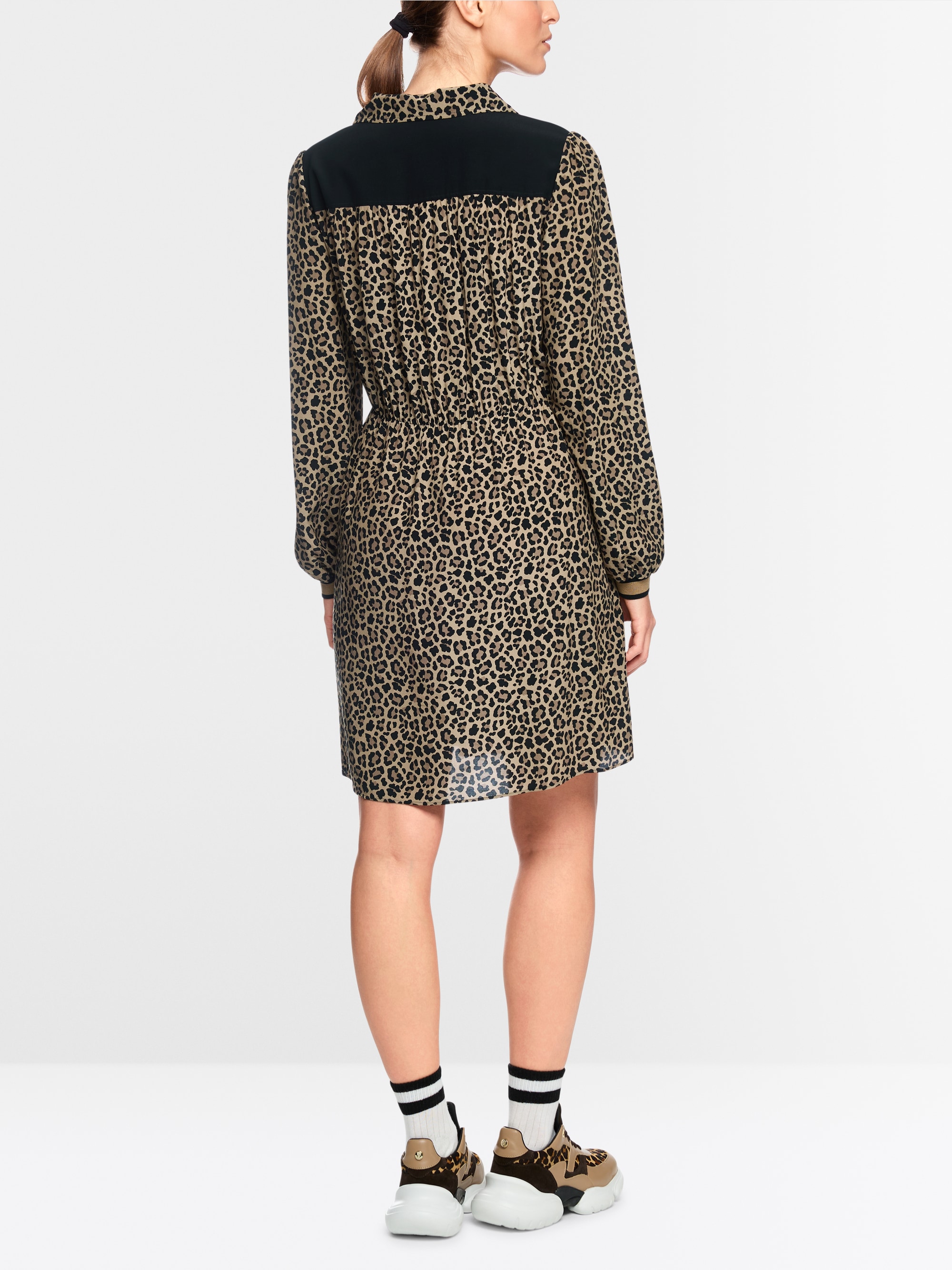 Leo print dress with gathered detail