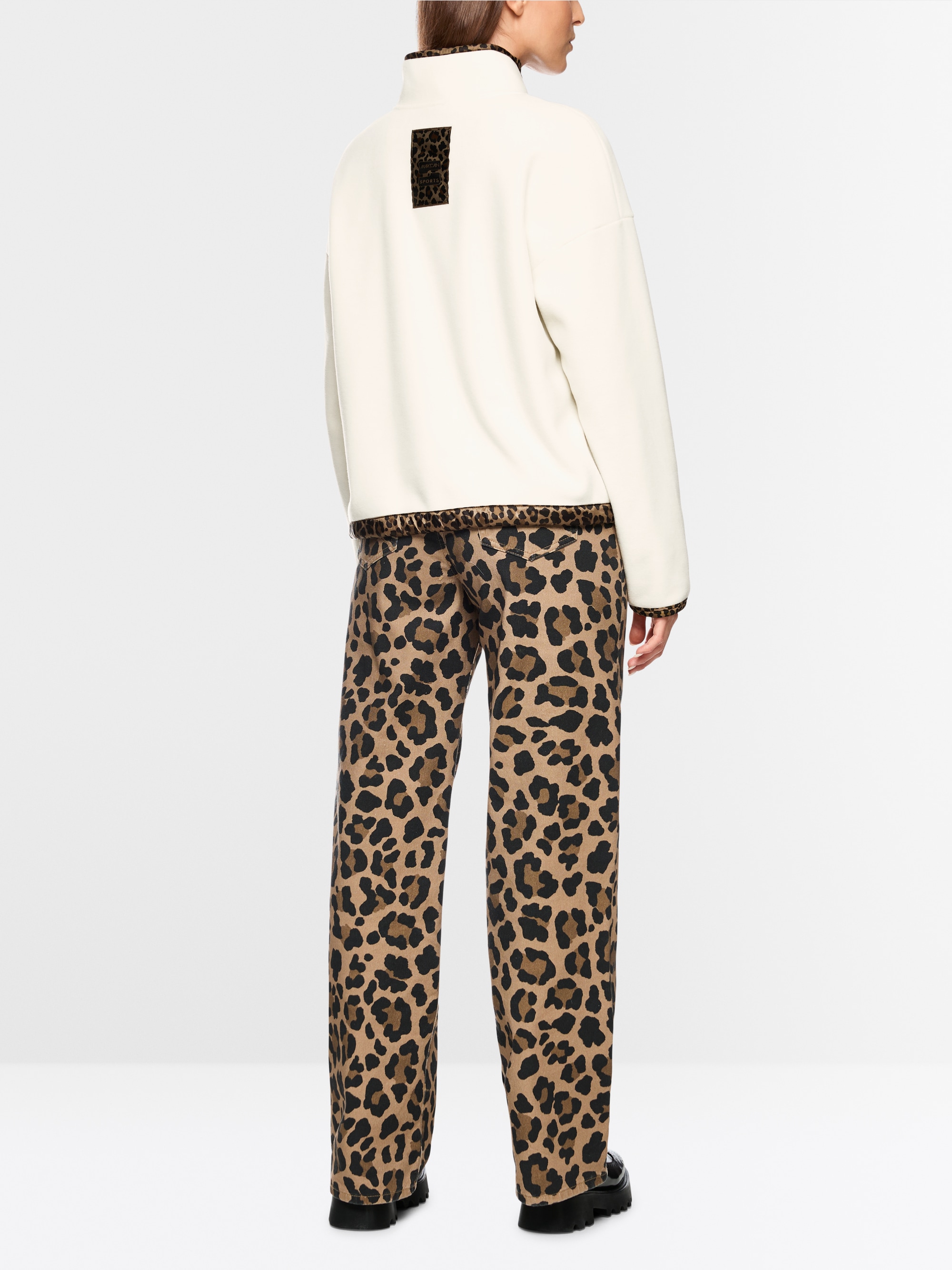 Fleece jumper with leo print details