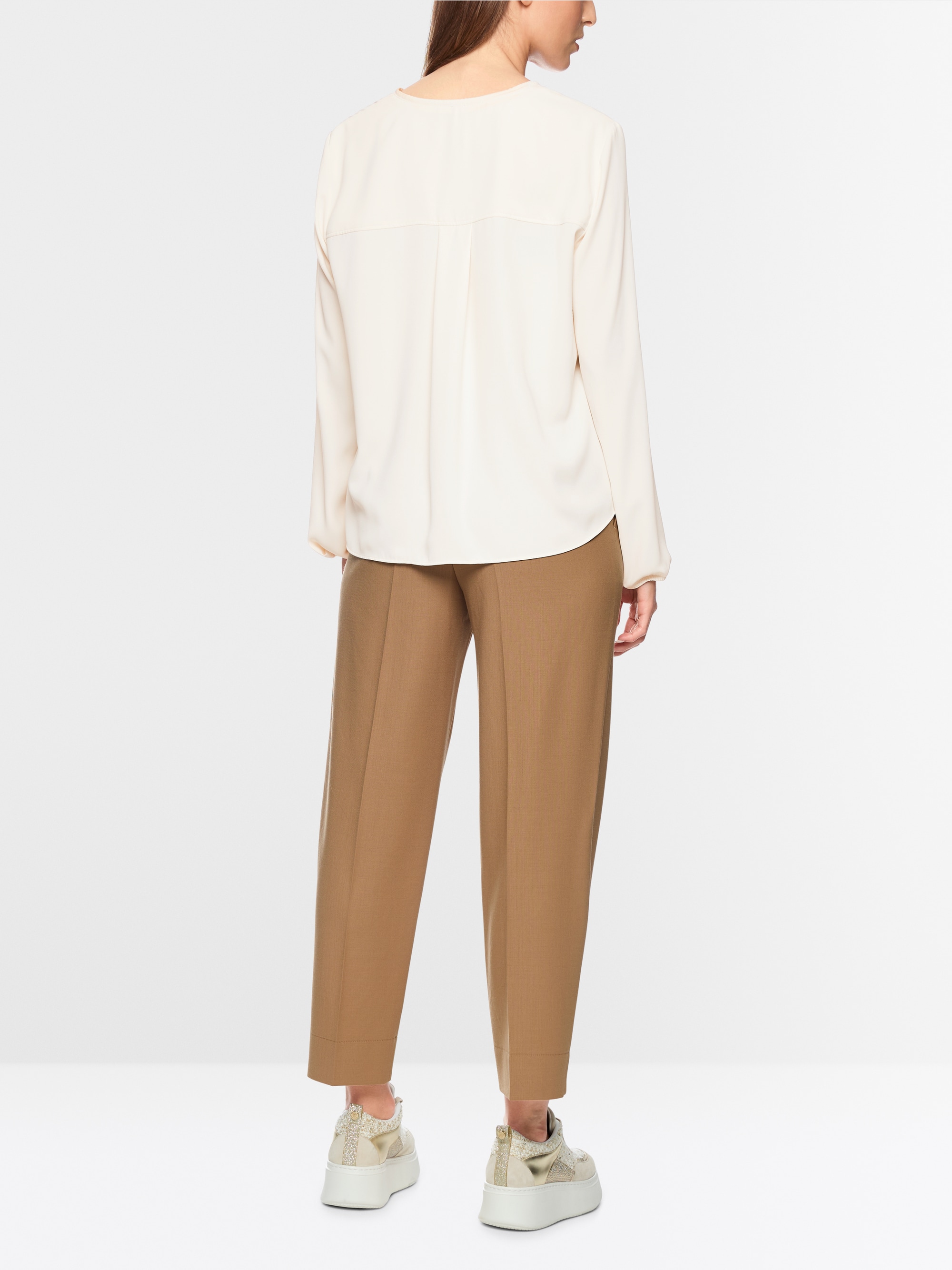 Flowing slip-on blouse with bow