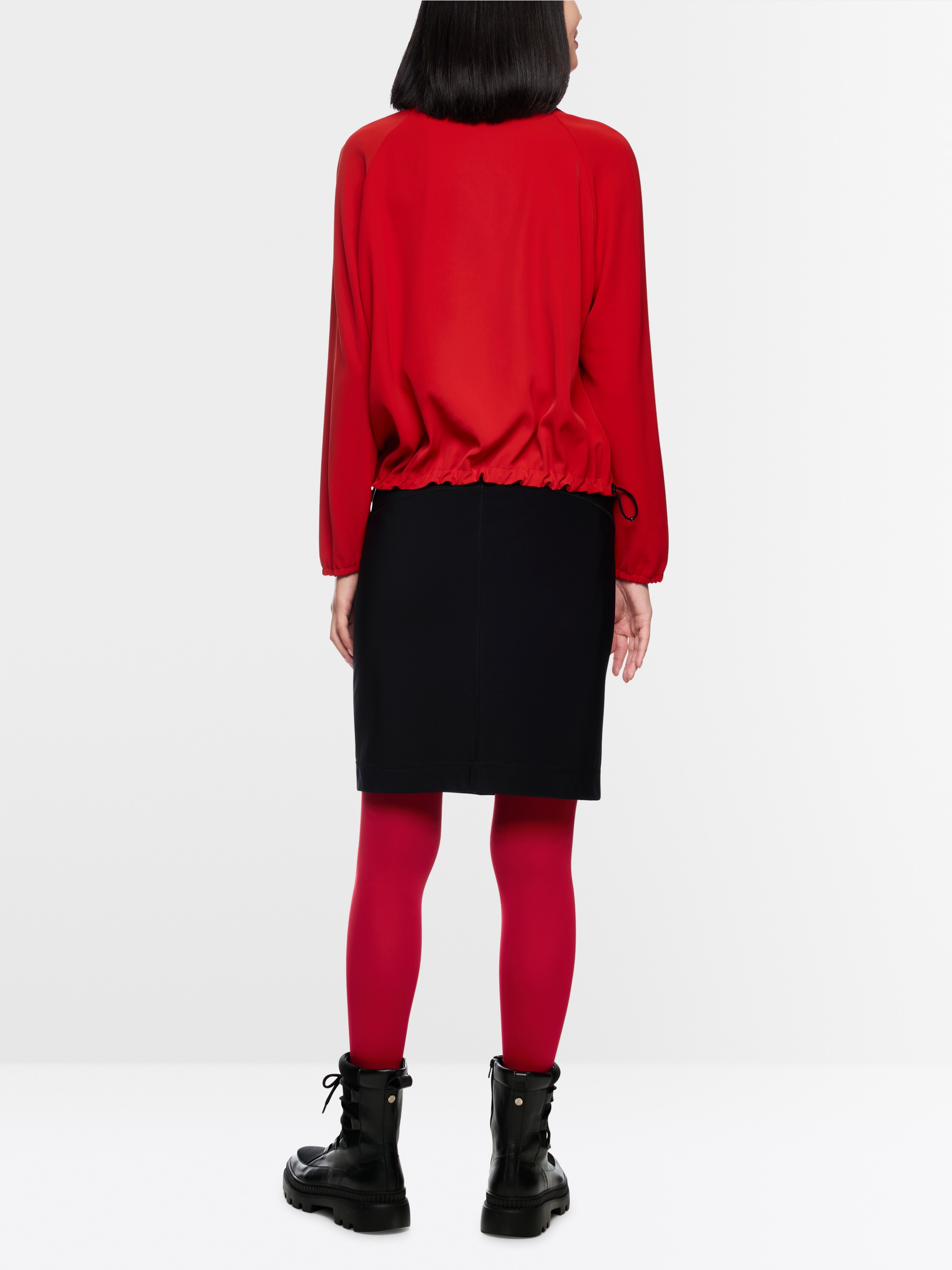 Blouse shirt with zip and drawstring
