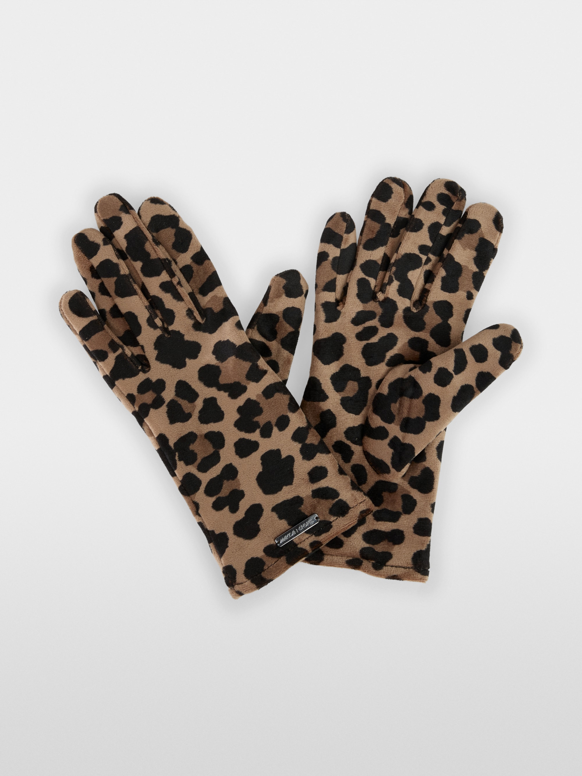 Fluffy gloves in leopard print