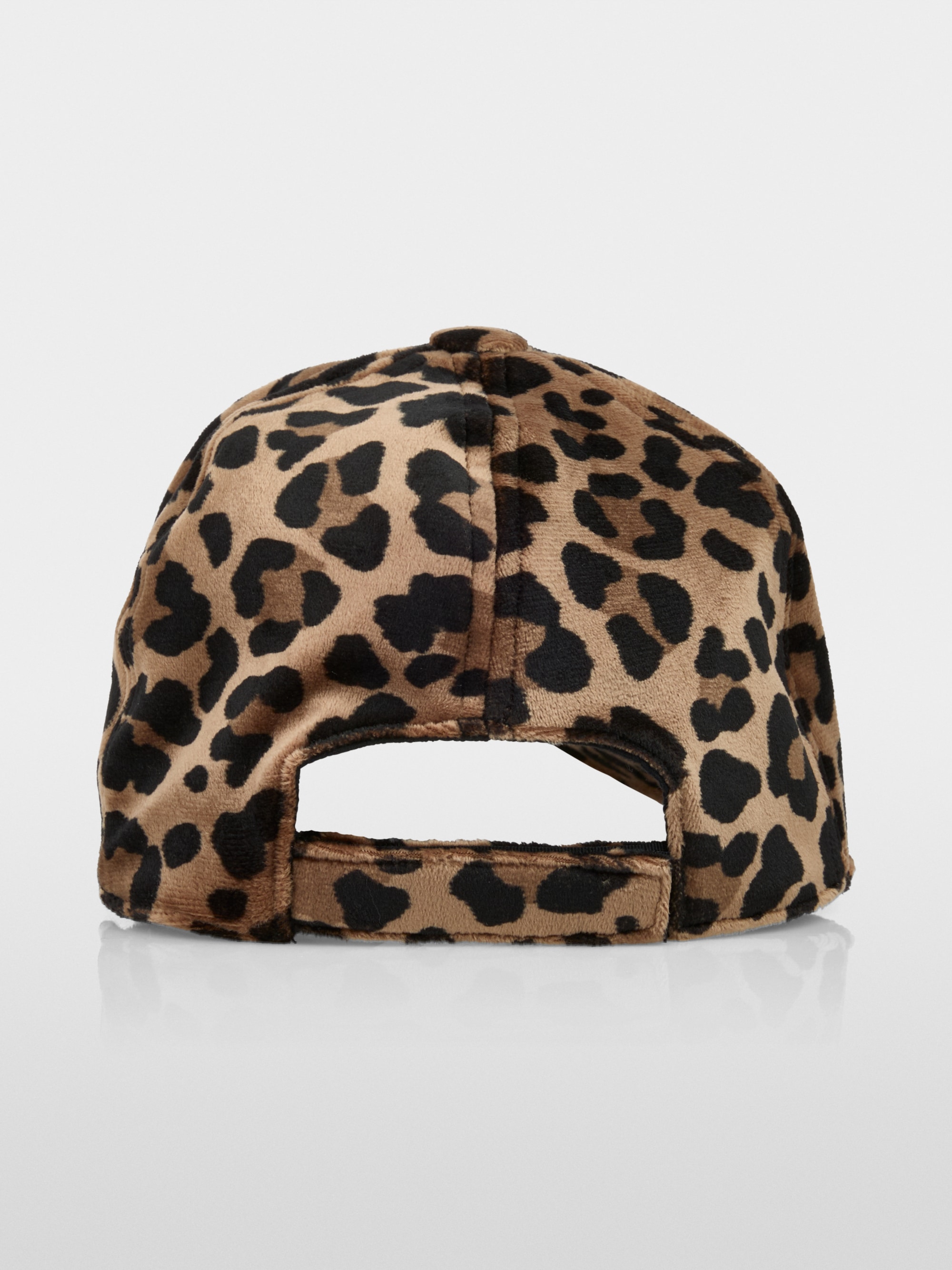 Leopard print cap with adjustable strap