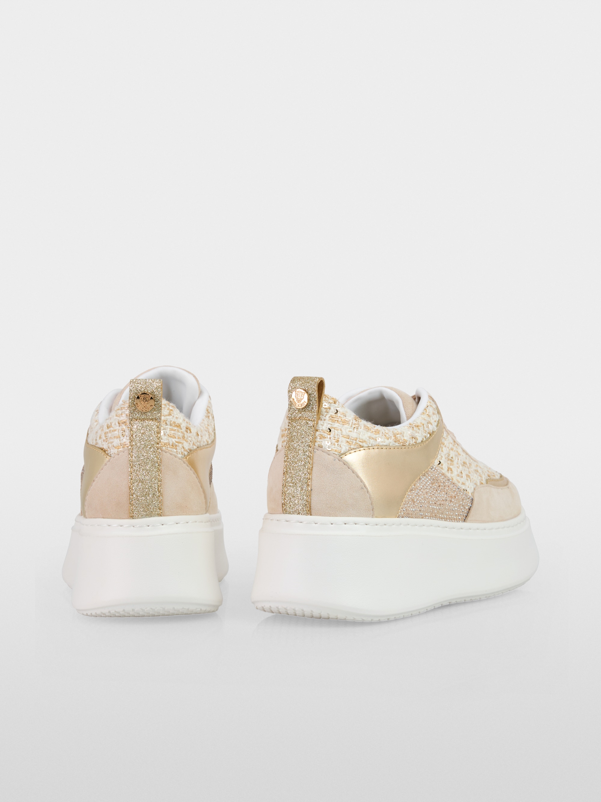 Platform sneakers with glitter and gold