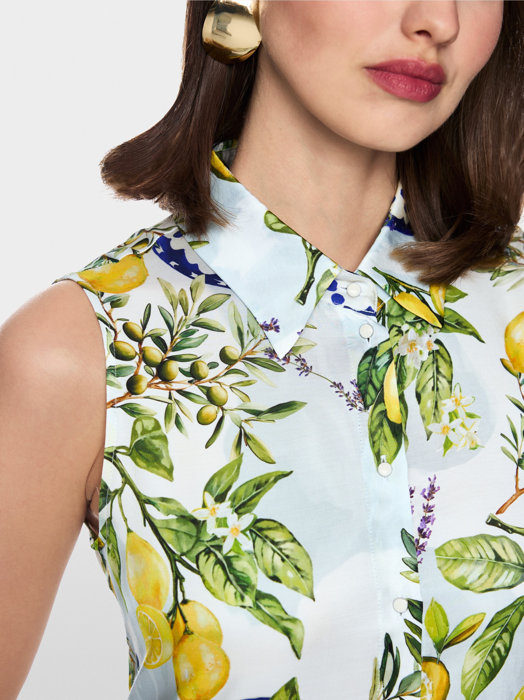 Lemon and olive print viscose dress