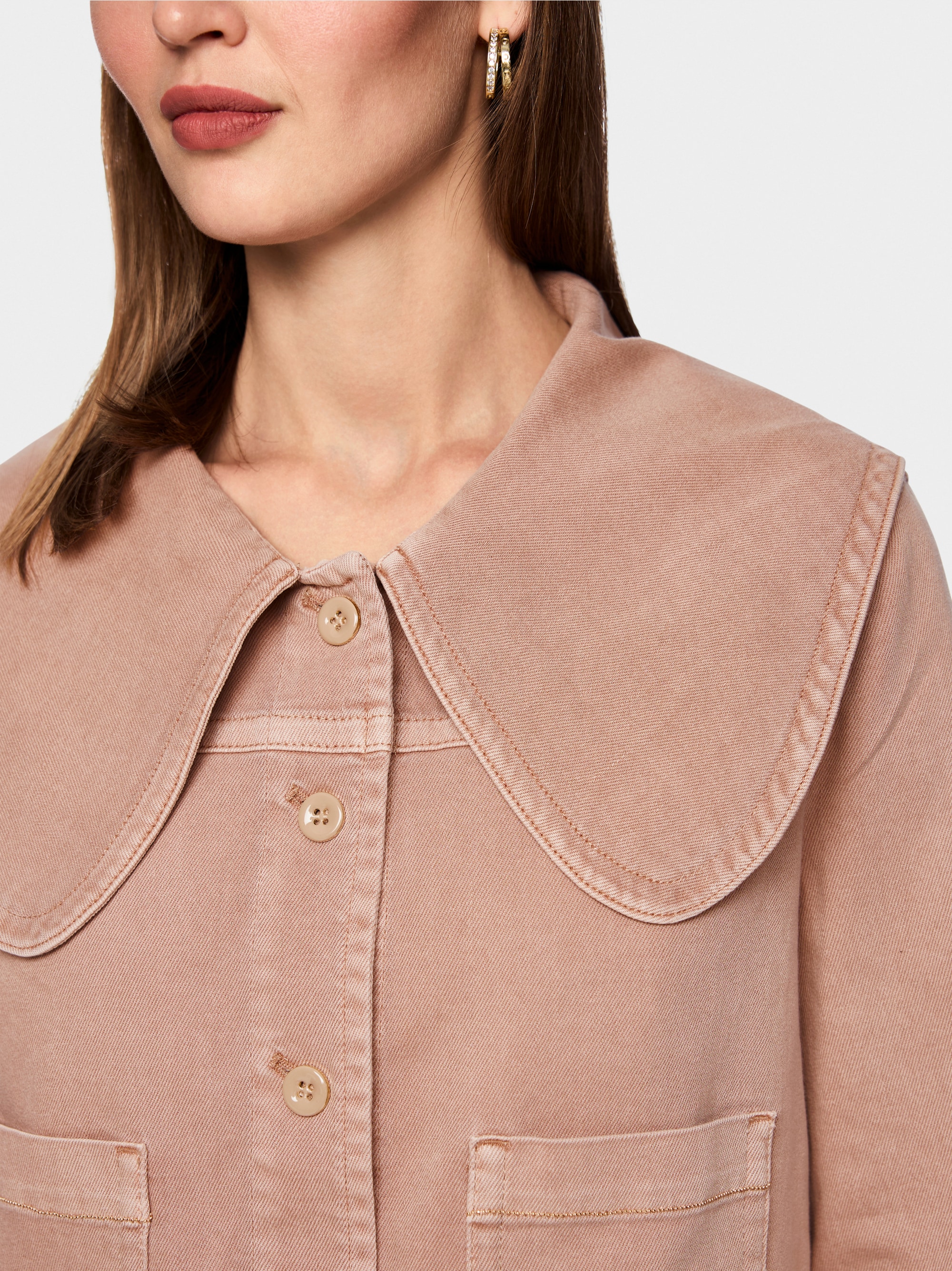 Denim jacket with oversized collar