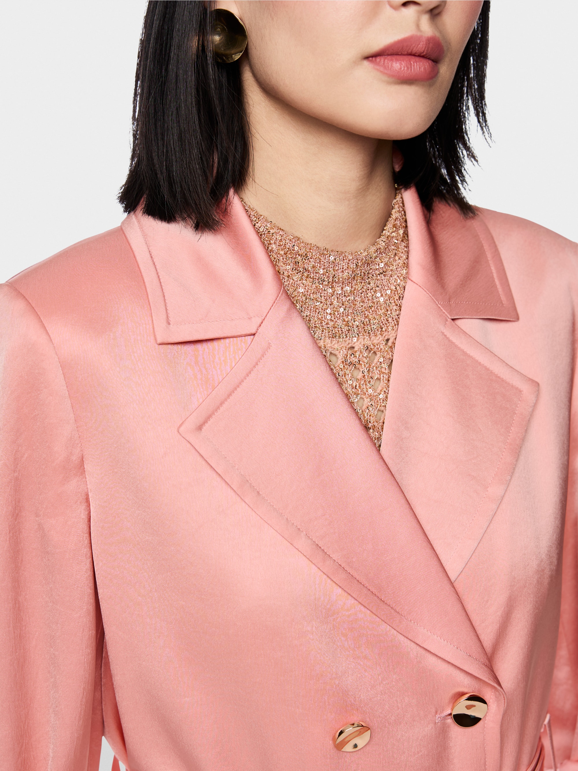 Satin blazer jacket with belt