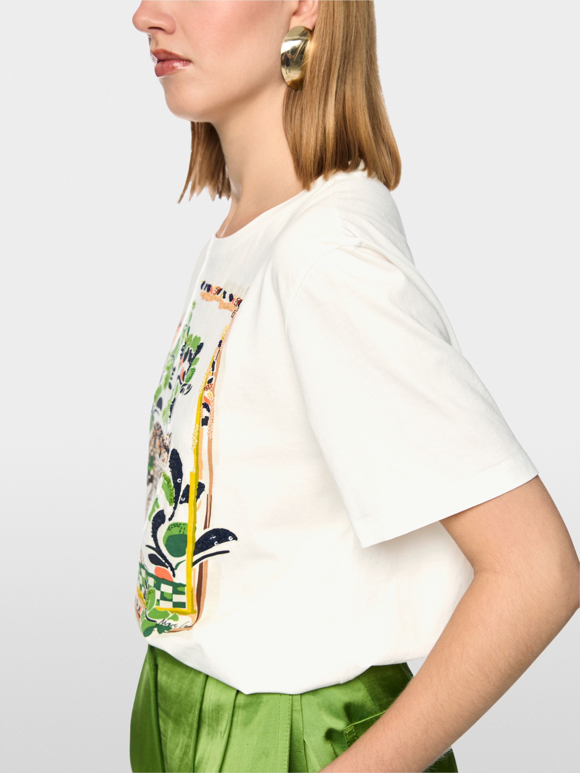 Cotton T-shirt with leopard motif