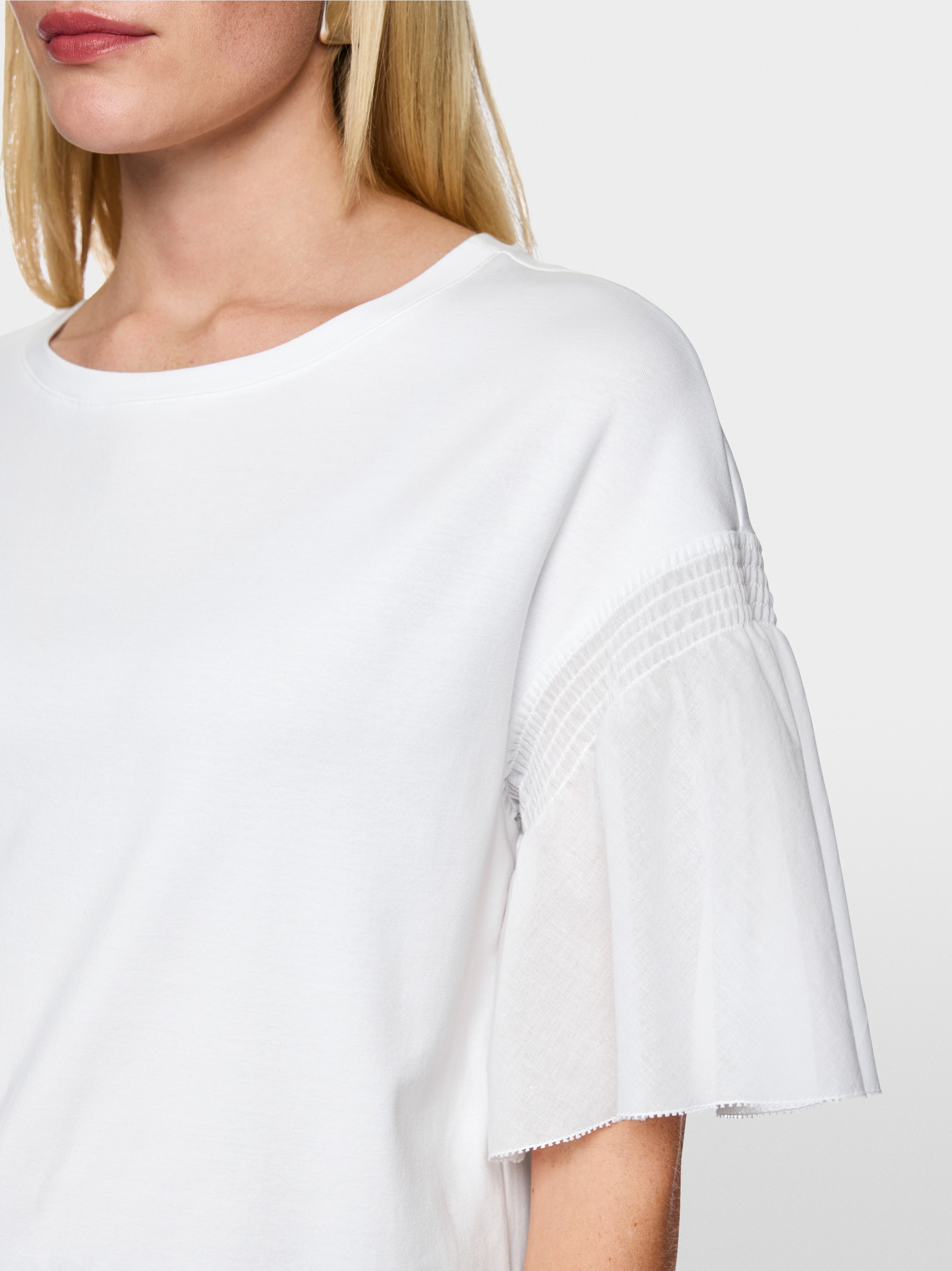 T-shirt en coton stretch avec détails smockés