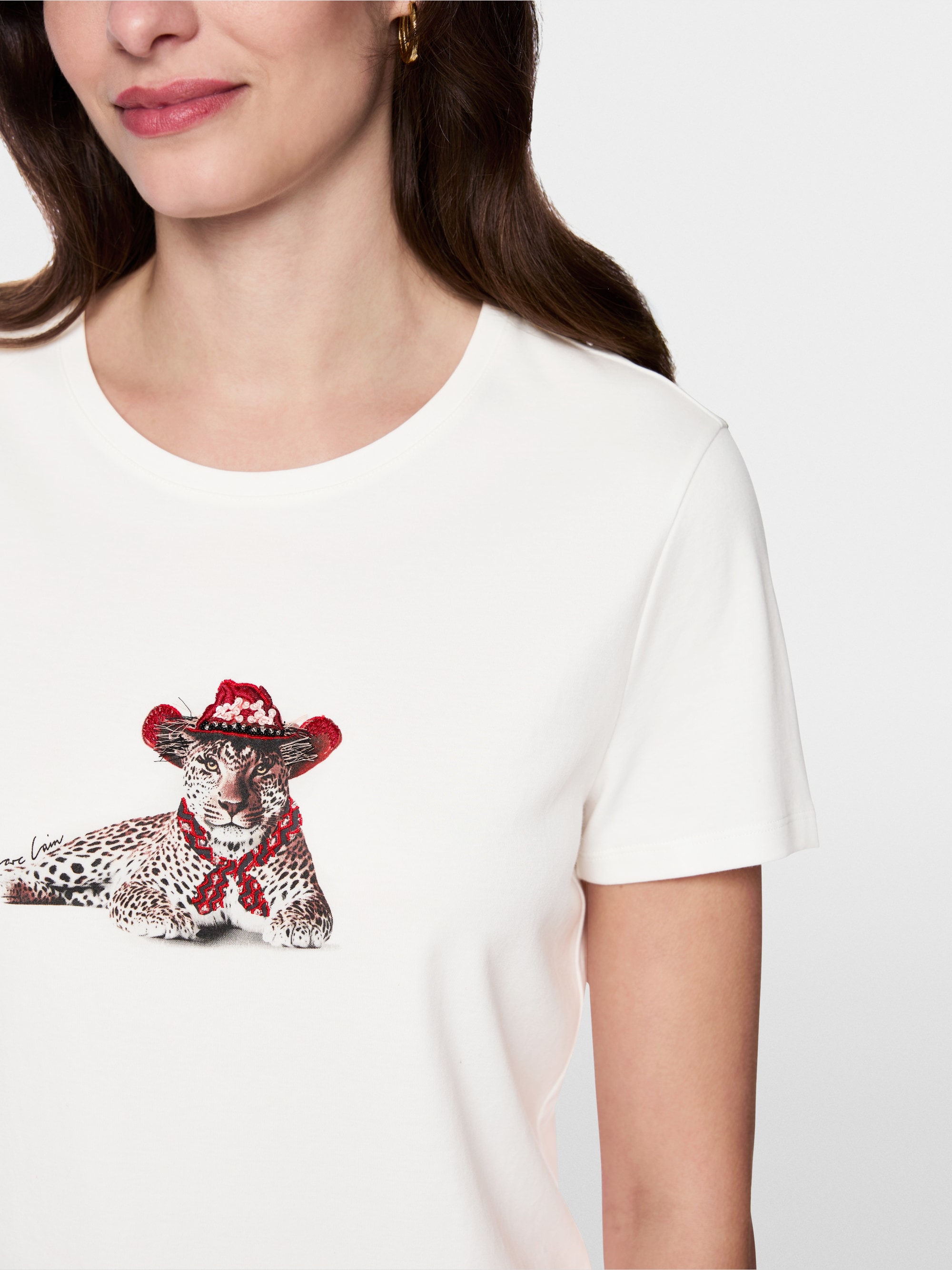 Cotton shirt with leopard motif