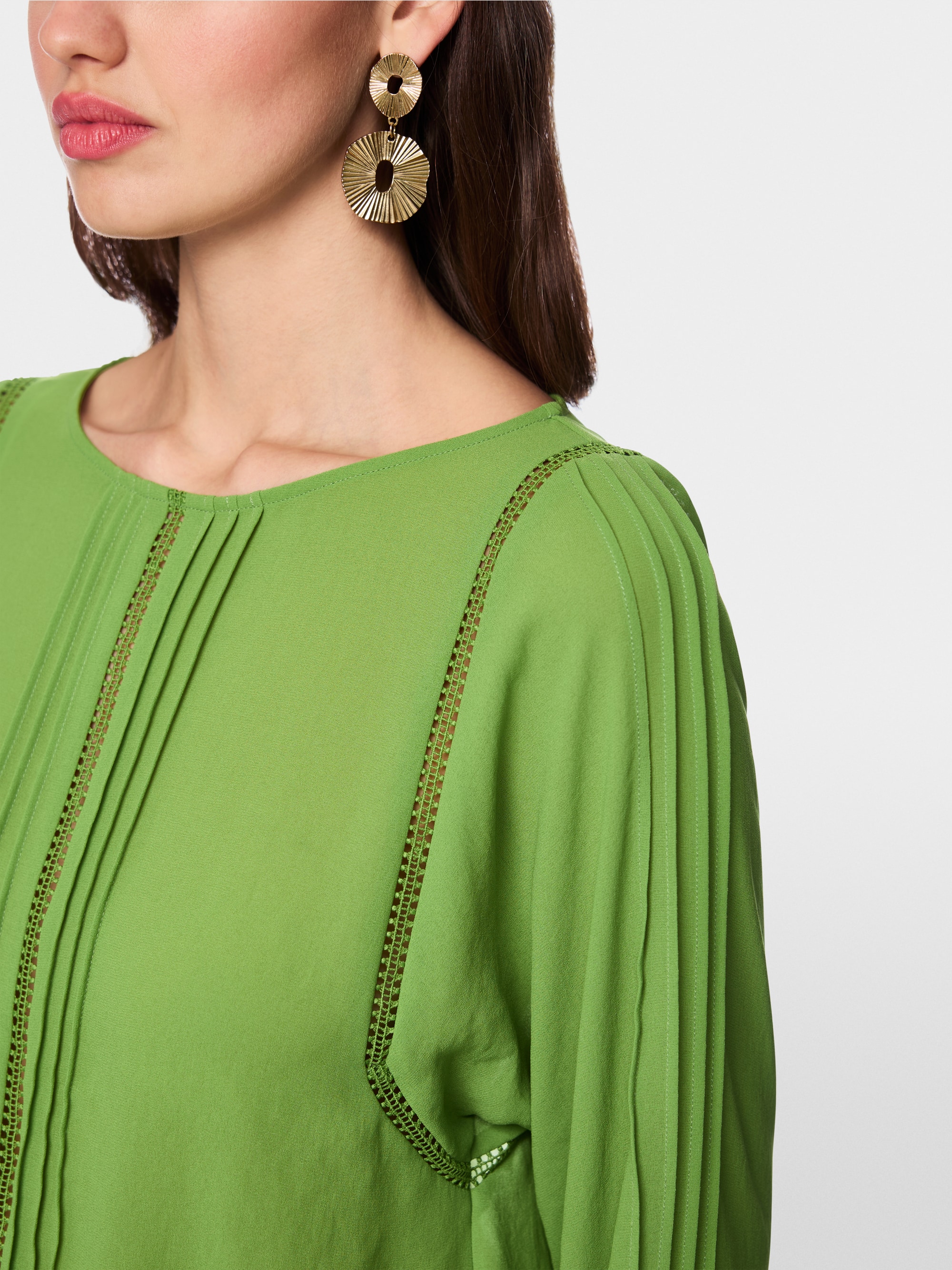 Blouse with lace and pintucks