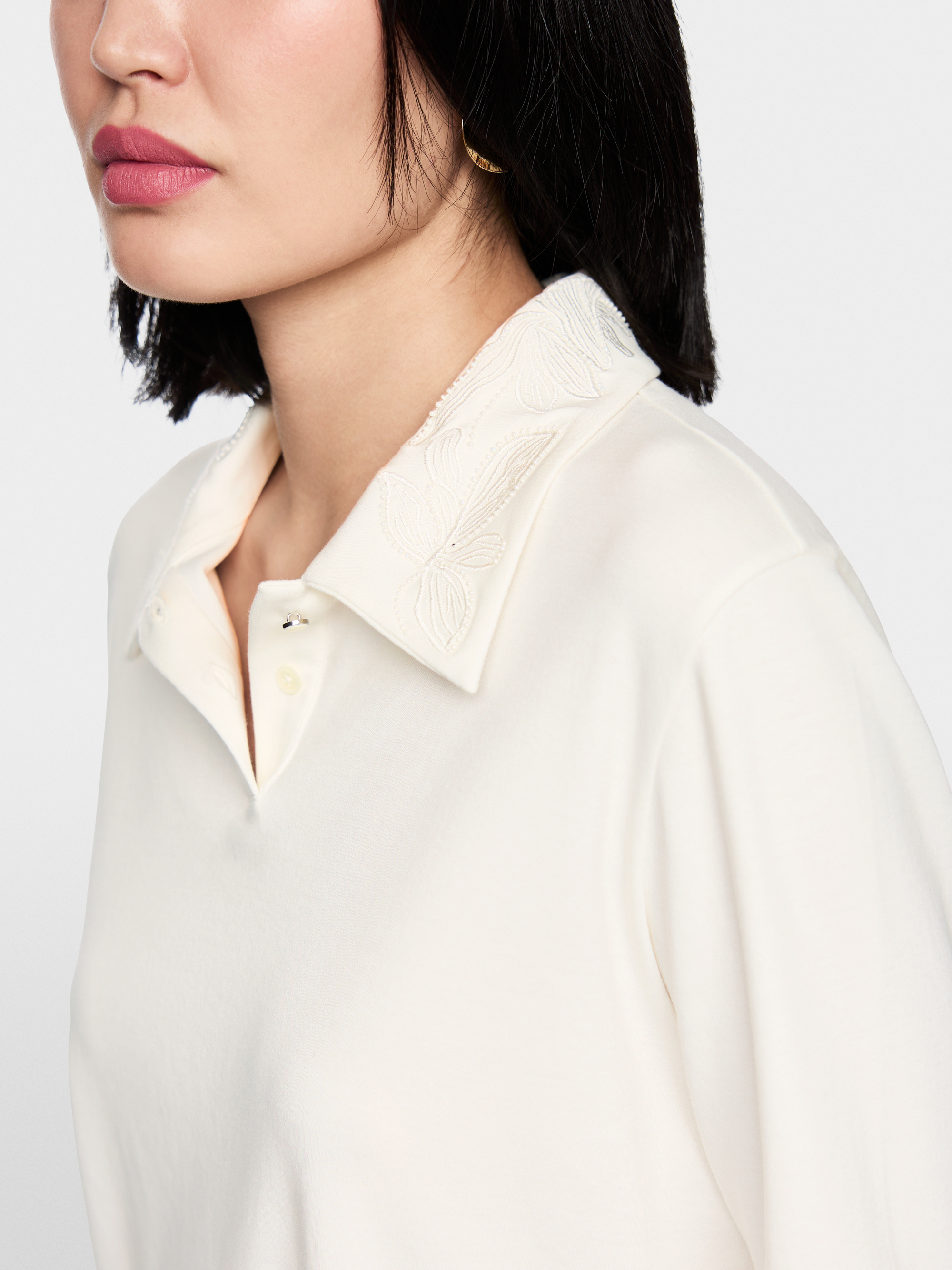 Long-sleeved cotton polo shirt