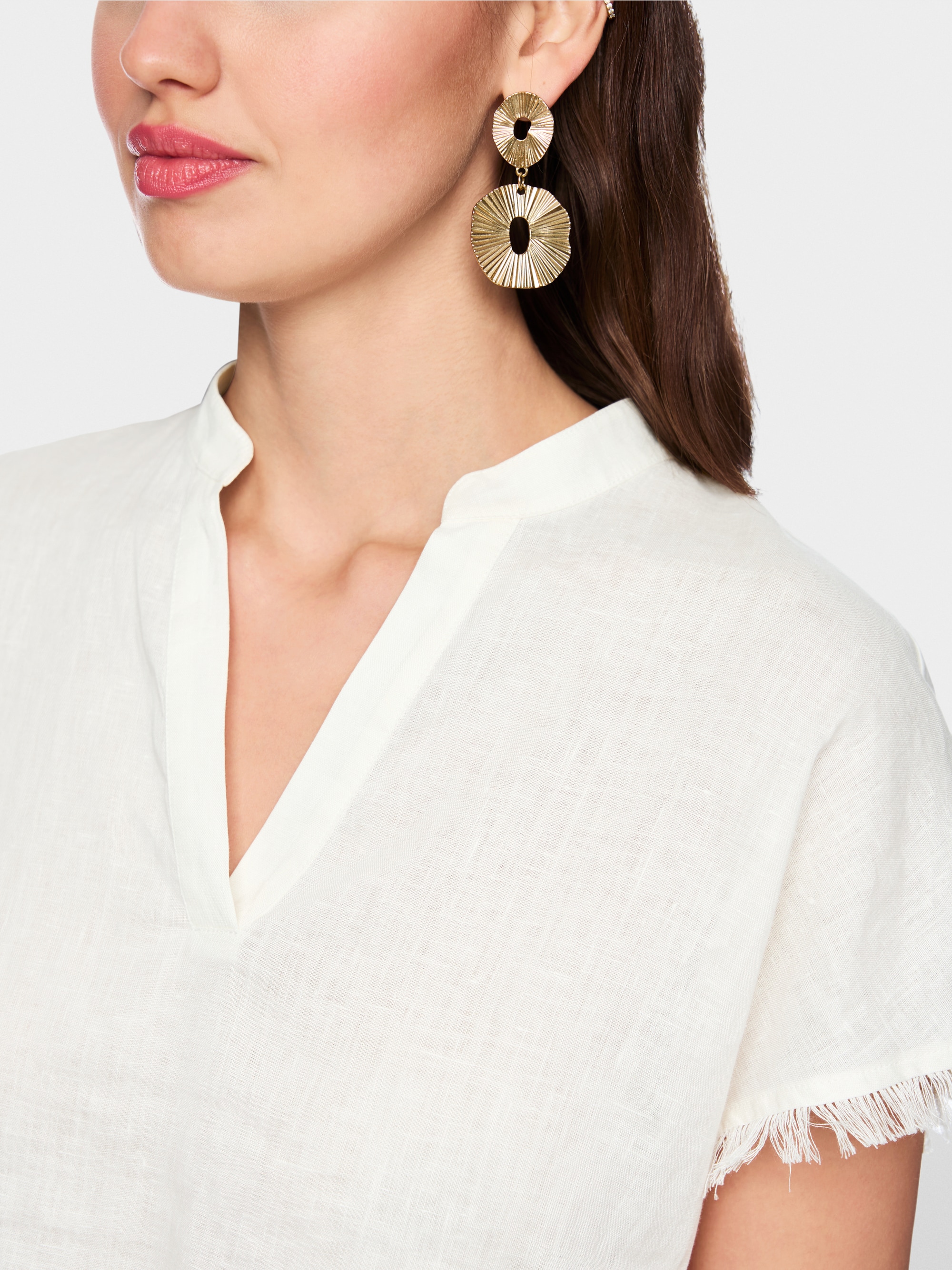 Linen-cotton blend blouse-style shirt