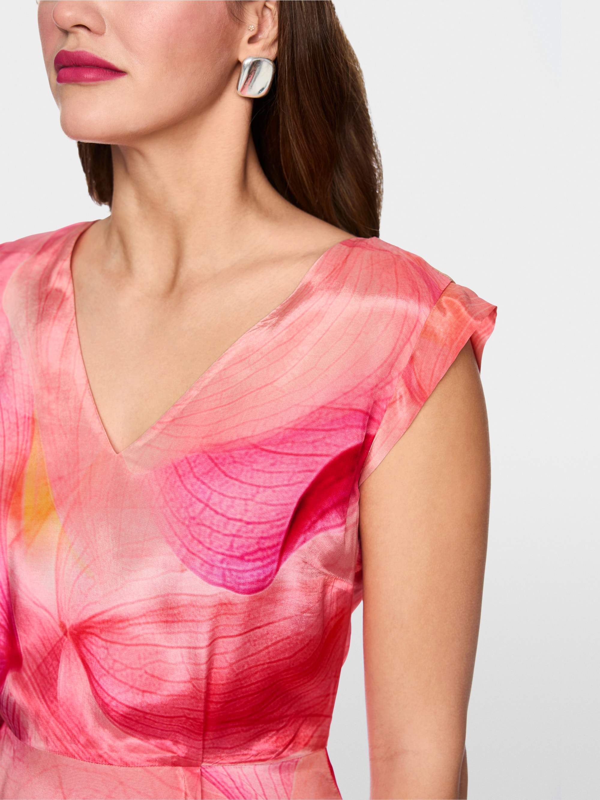 Robe midi en viscose avec arums