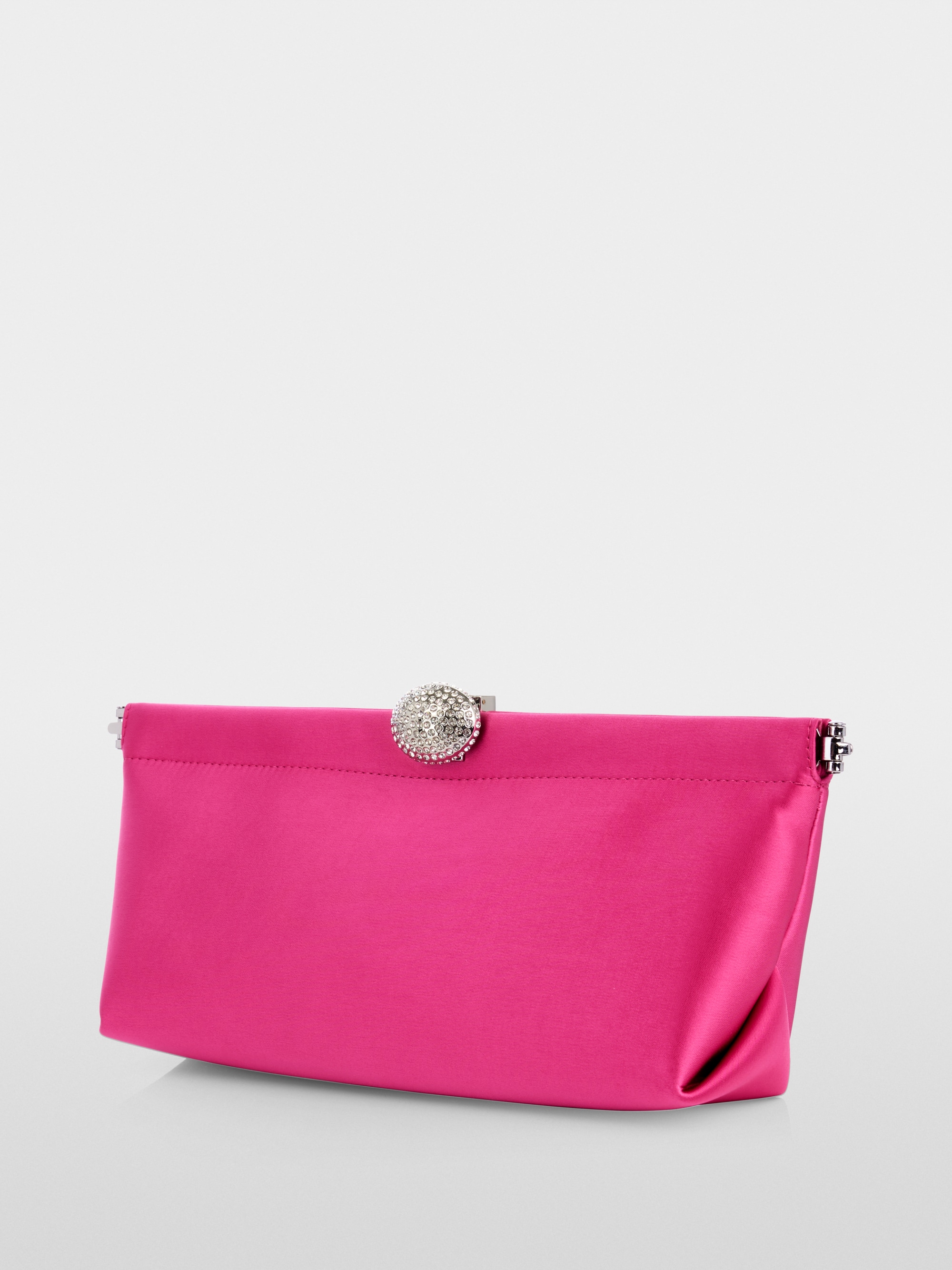 Satin clutch with crystal clasp