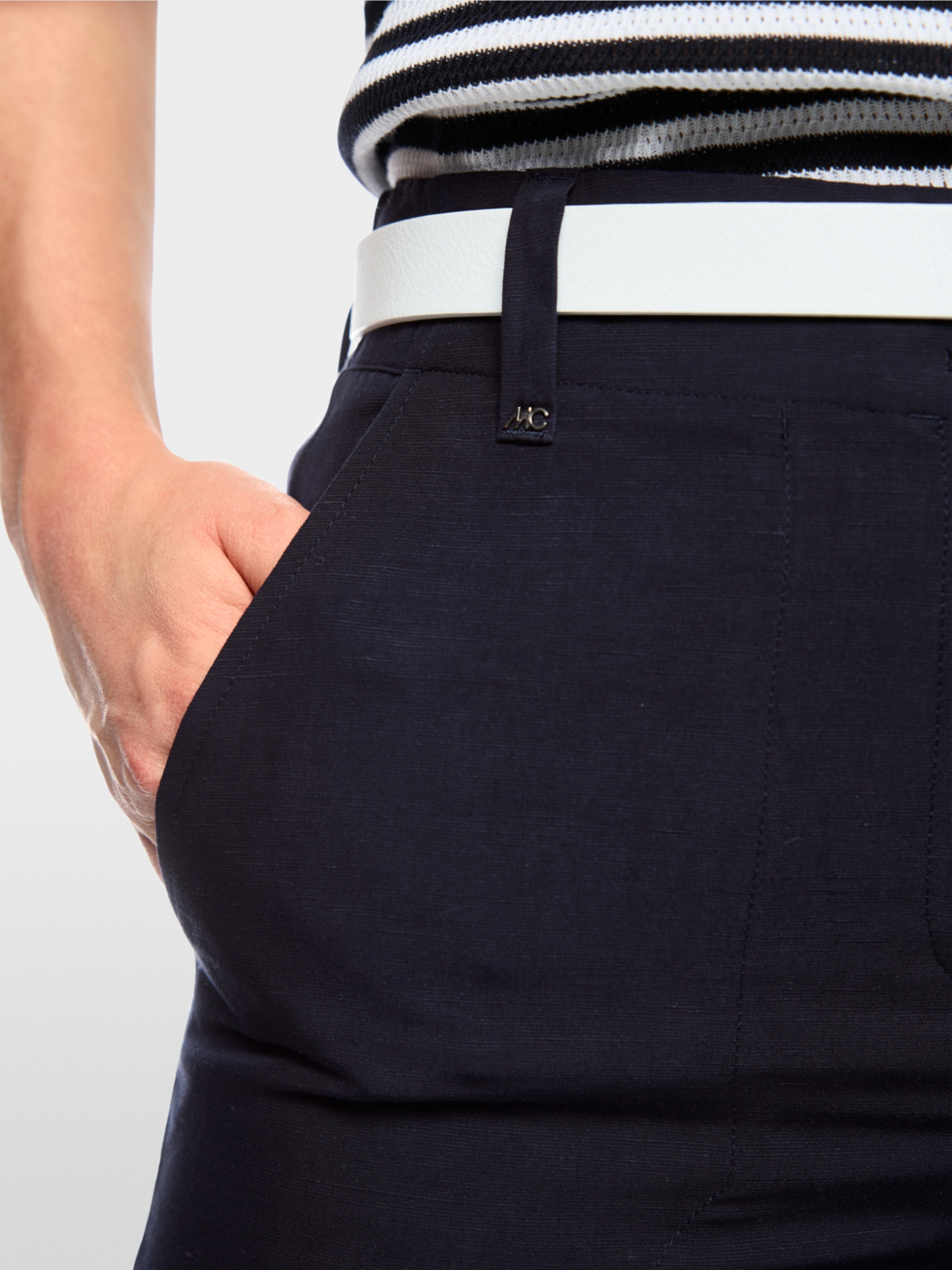 WAUKEE viscose-linen blend trousers