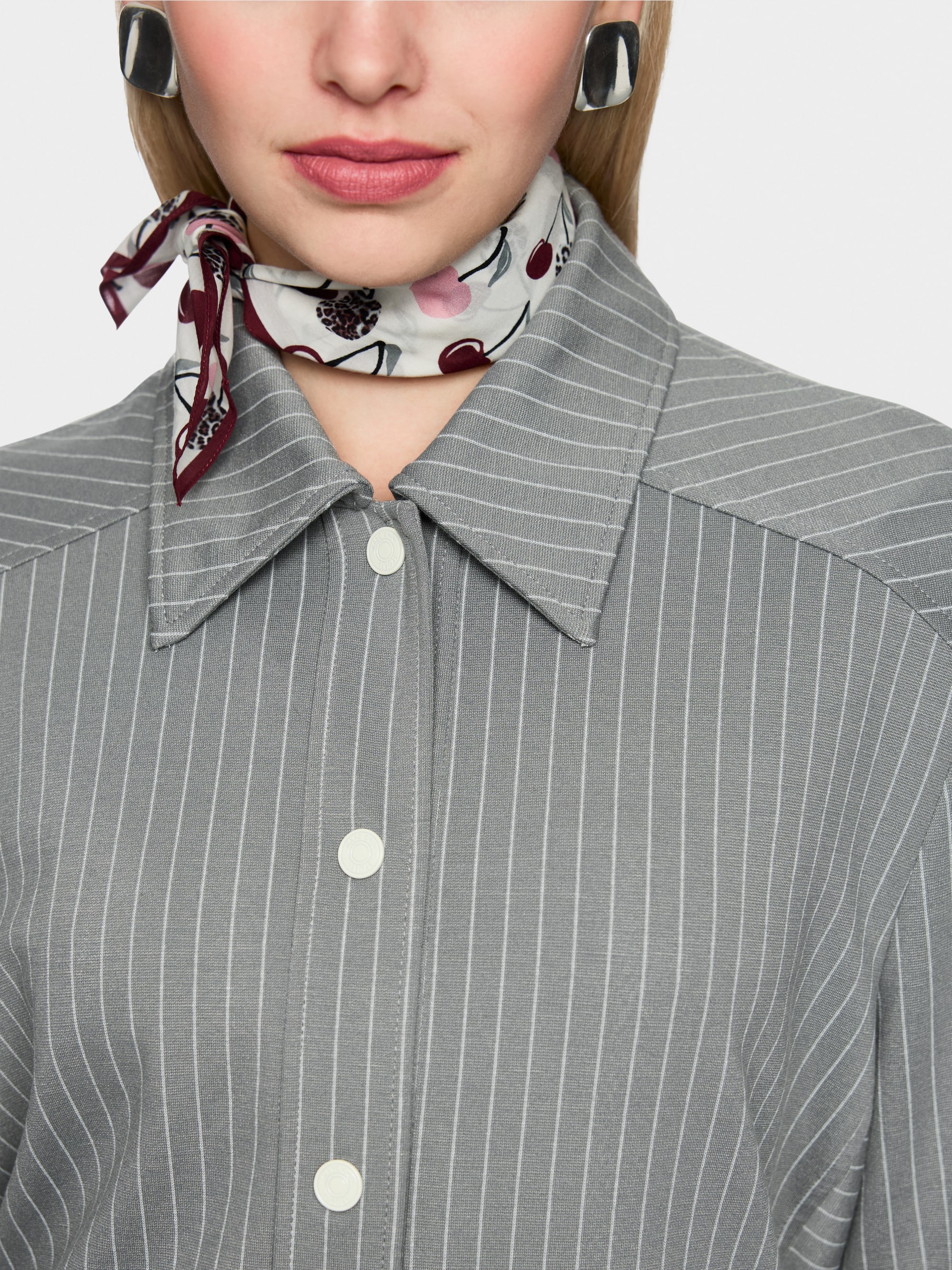 Striped shirt jacket