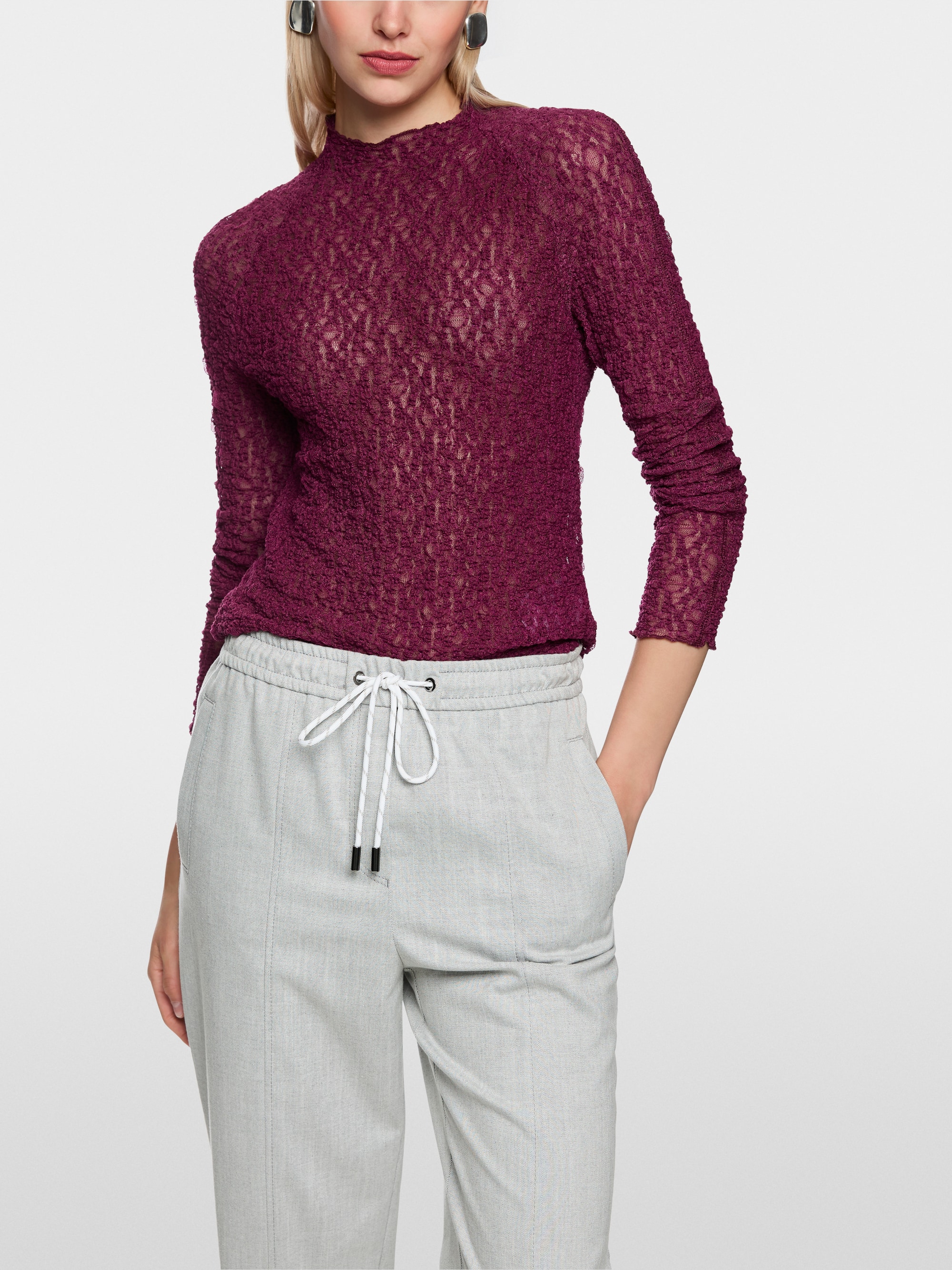 Sheer shirt with lace