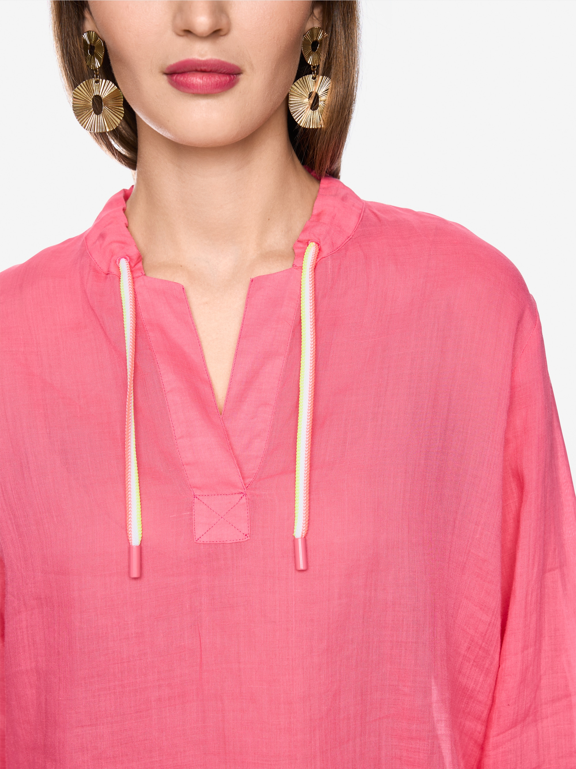 Long-sleeved blouse in ramie