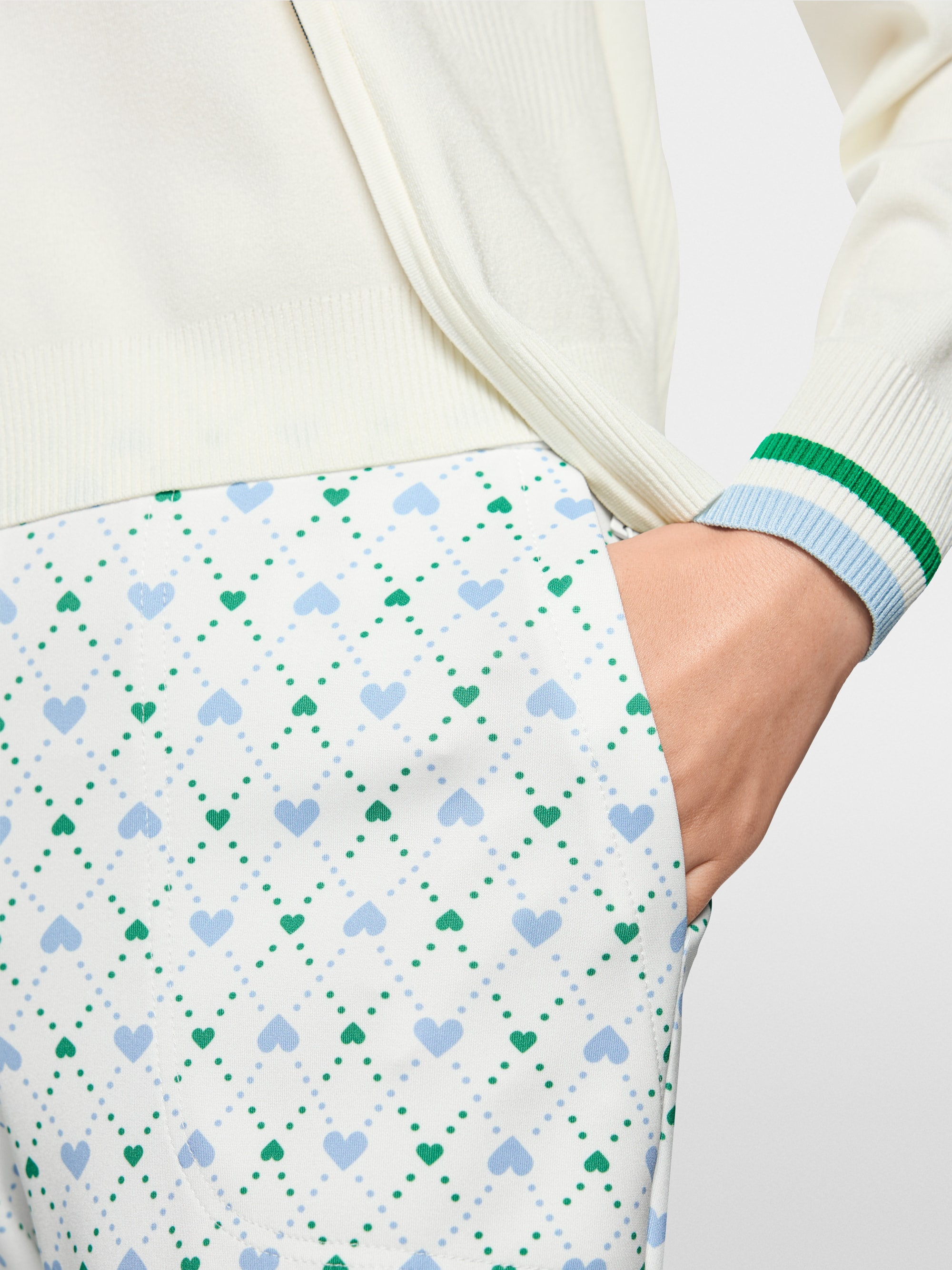 SOFIA heart print scuba jersey trousers