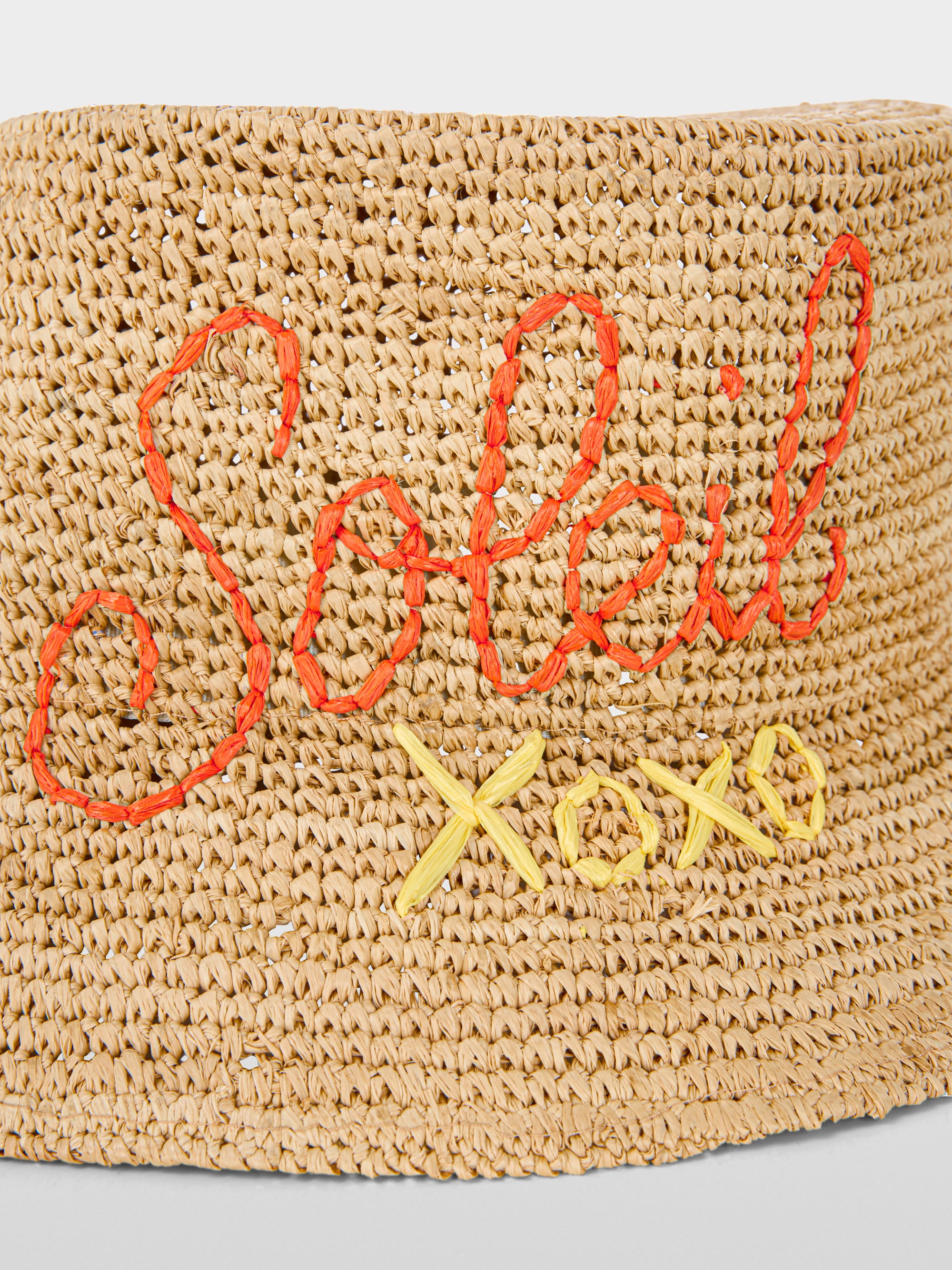 Raffia sun hat with embroidery